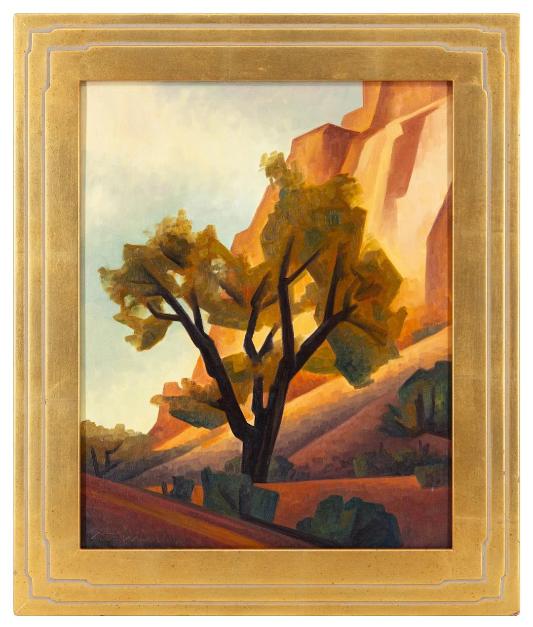 ED MELL "CANYON COTTONWOOD" OIL ON CANVAS