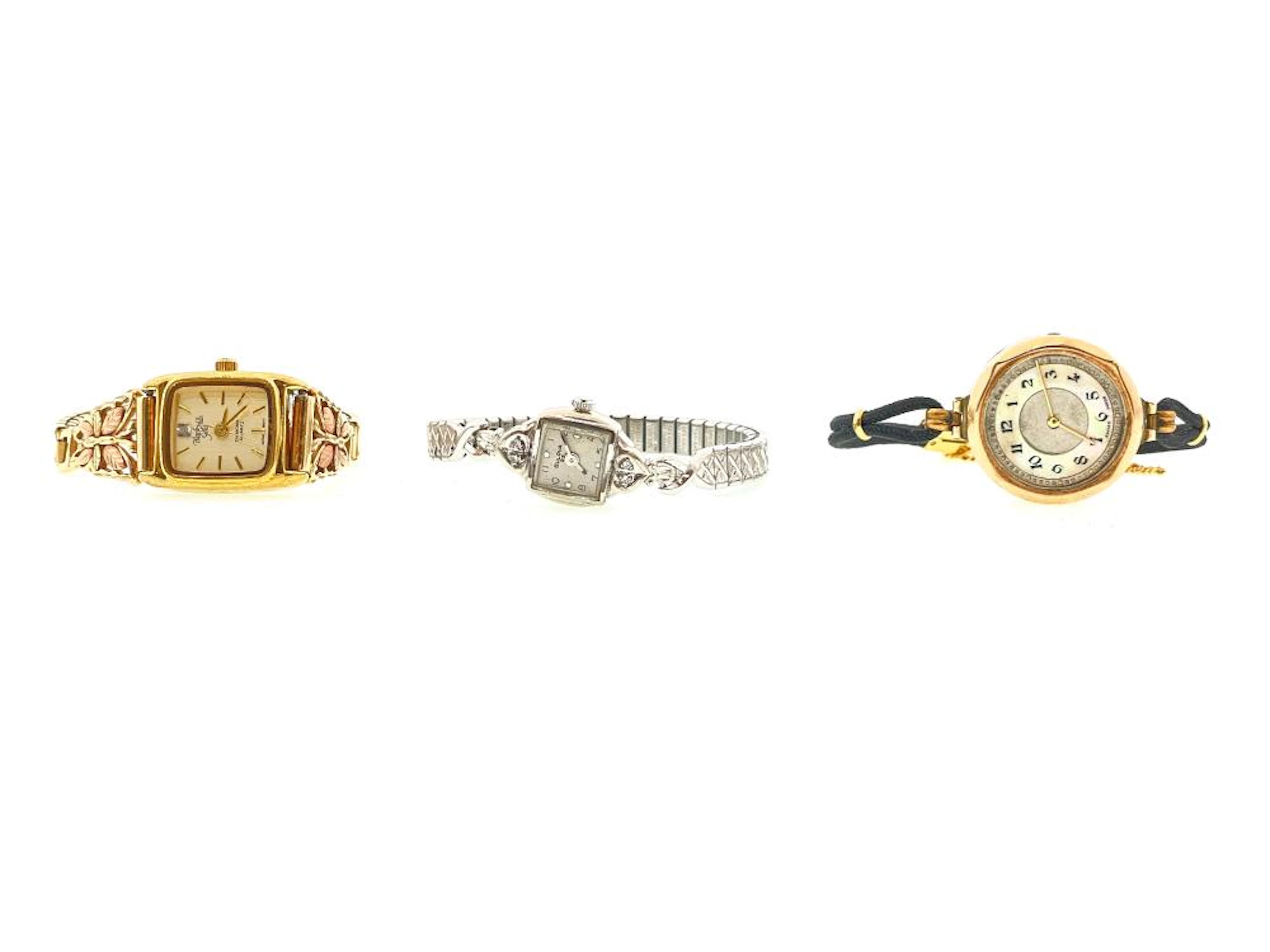 LOT OF 3 ASSORTED VINTAGE LADIES WATCHES INCLUDING GOLD