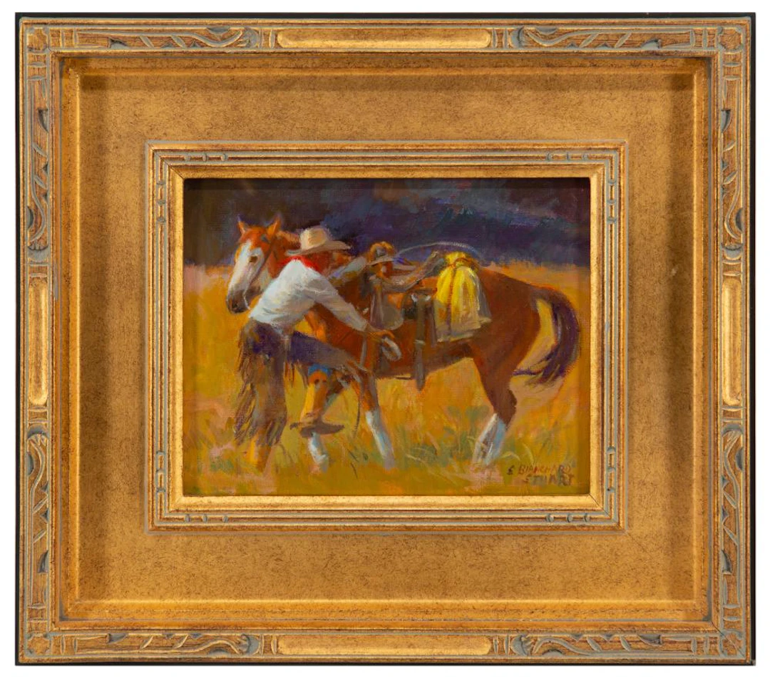 SHERRY BLANCHARD STUART "STEPPIN UP" OIL ON BOARD