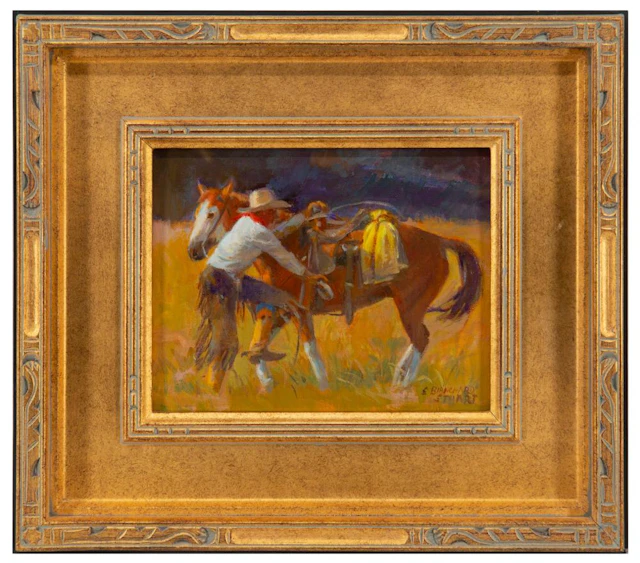 SHERRY BLANCHARD STUART "STEPPIN UP" OIL ON BOARD