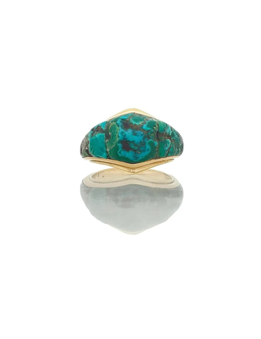 DON JUAN OF NEW MEXICO 14K YELLOW GOLD NUGGET TURQUOISE RING
