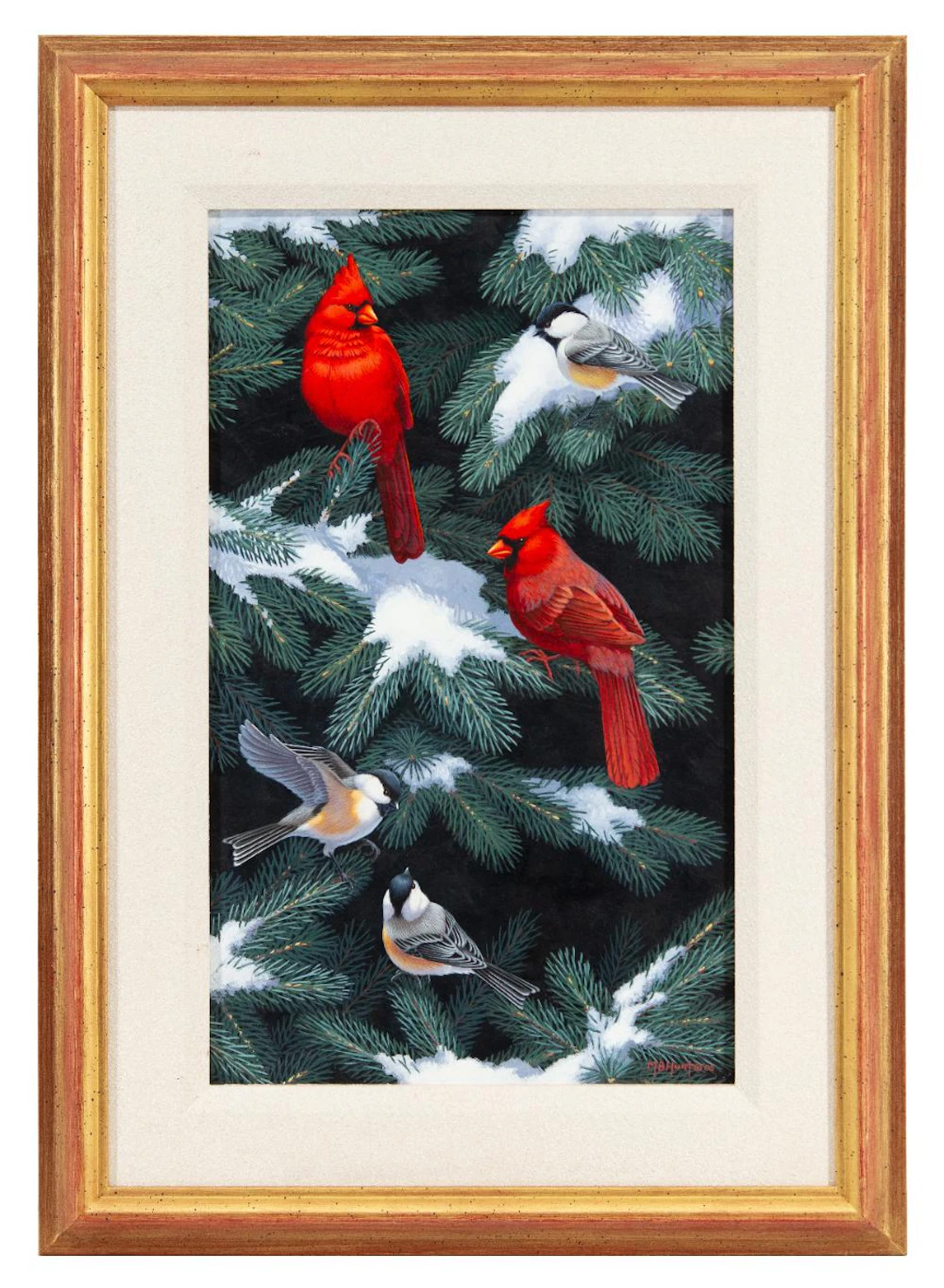 MARY B. HUNT "WINTER FAVORITES" ACRYLIC ON BOARD
