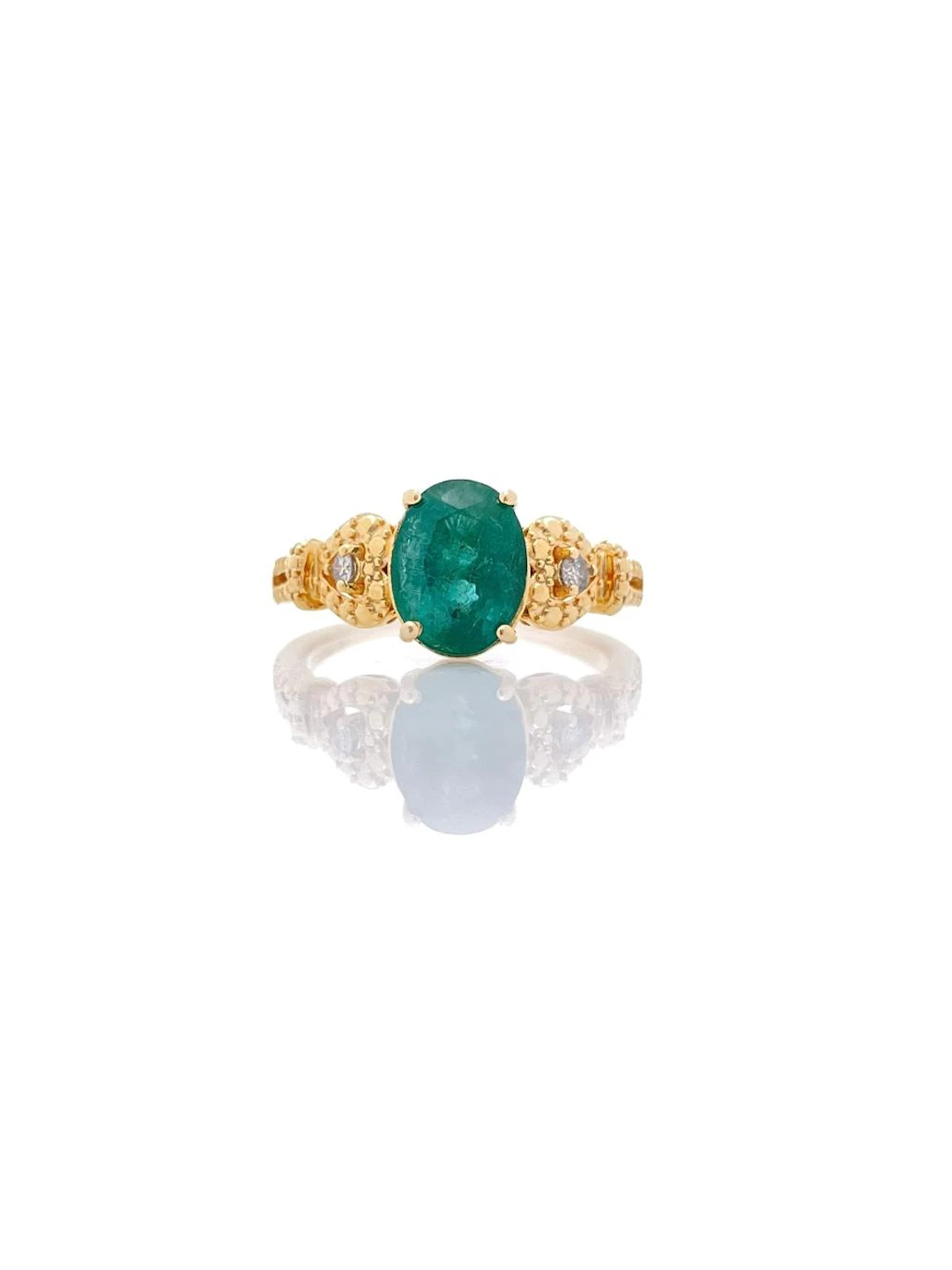 OSCAR FRIEDMAN GOLD OVER STERLING SILVER 1.76CTTW EMERALD & DIAMOND RING