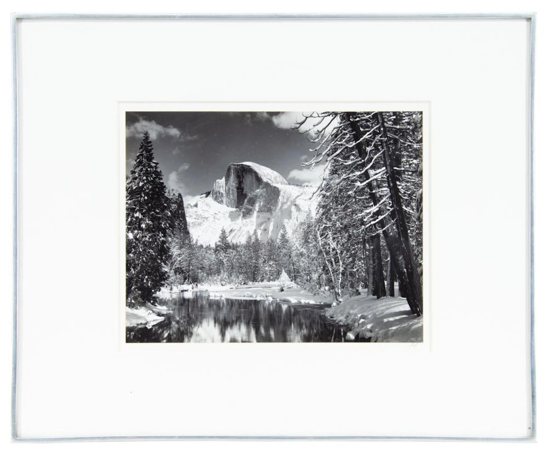 ANSEL ADAMS "HALF DOME, MERCED RIVER, WINTER" GELATIN SILVER PRINT