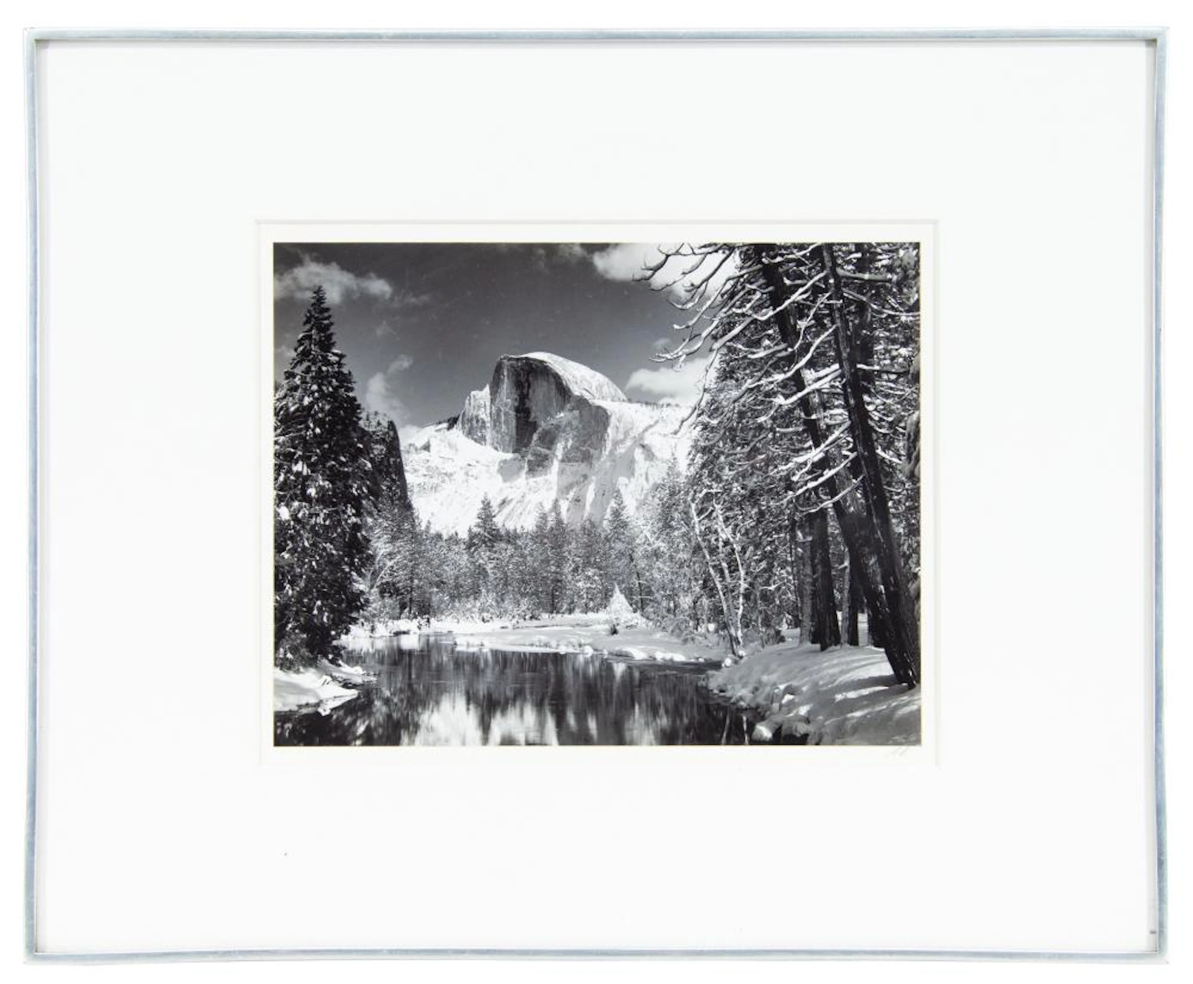 ANSEL ADAMS "HALF DOME, MERCED RIVER, WINTER" GELATIN SILVER PRINT