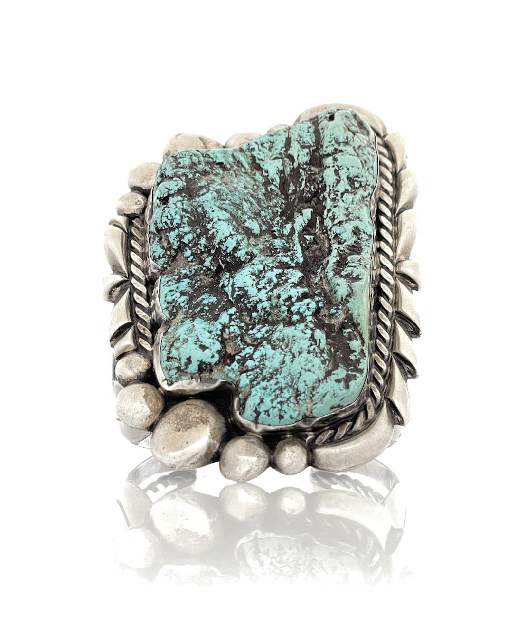 WOW! LARGE TCM NATIVE AMERICAN STERLING SILVER TURQUOISE CUFF