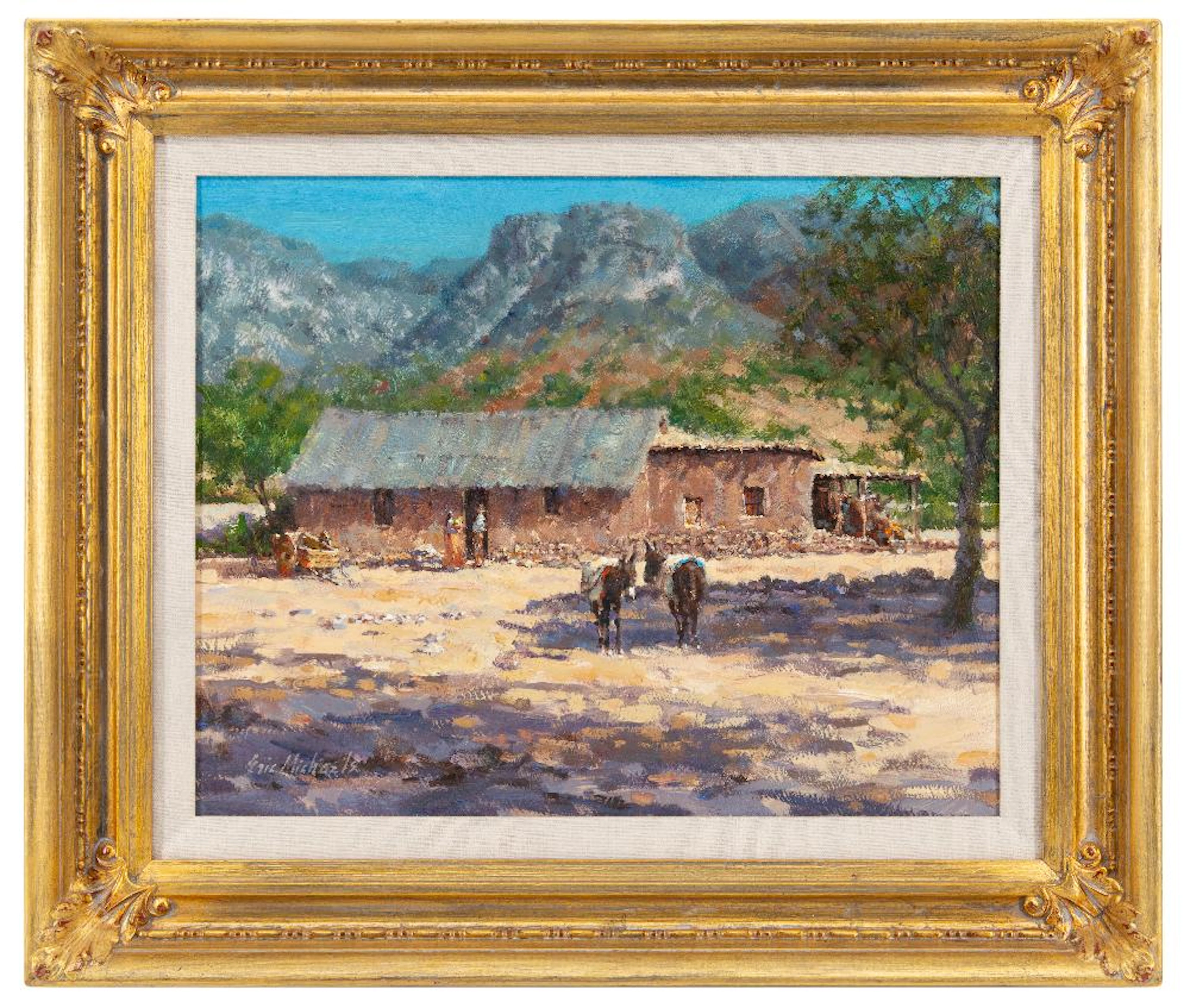 ERIC MICHAELS "SATEVO HOMESTEAD, MEXICO" OIL ON BOARD
