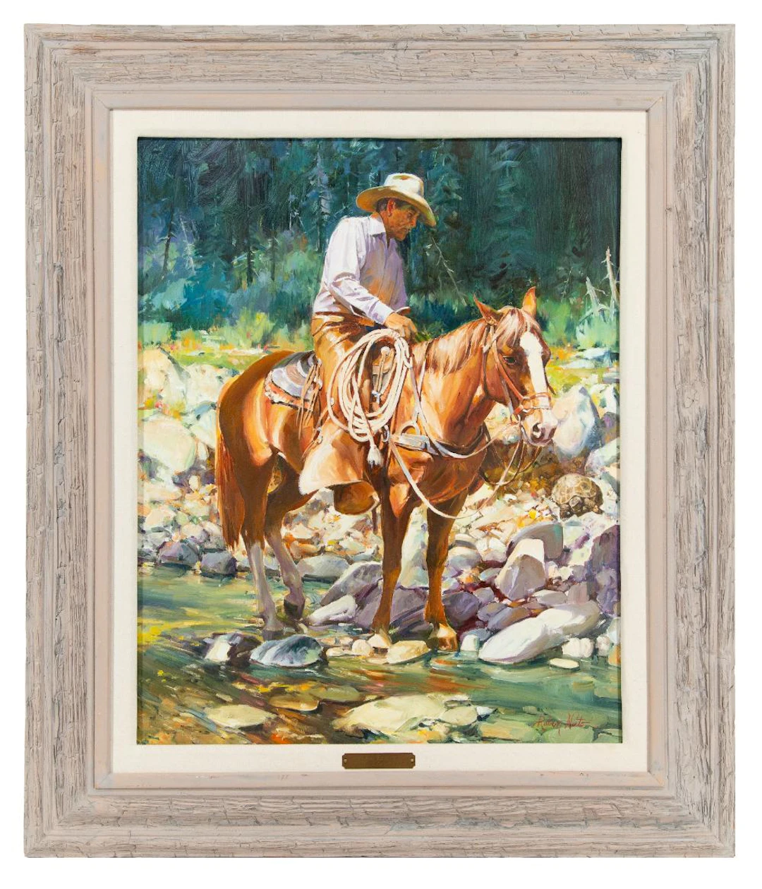 RUBEN NIETO "TORTOISE ENCOUNTER" OIL ON CANVAS