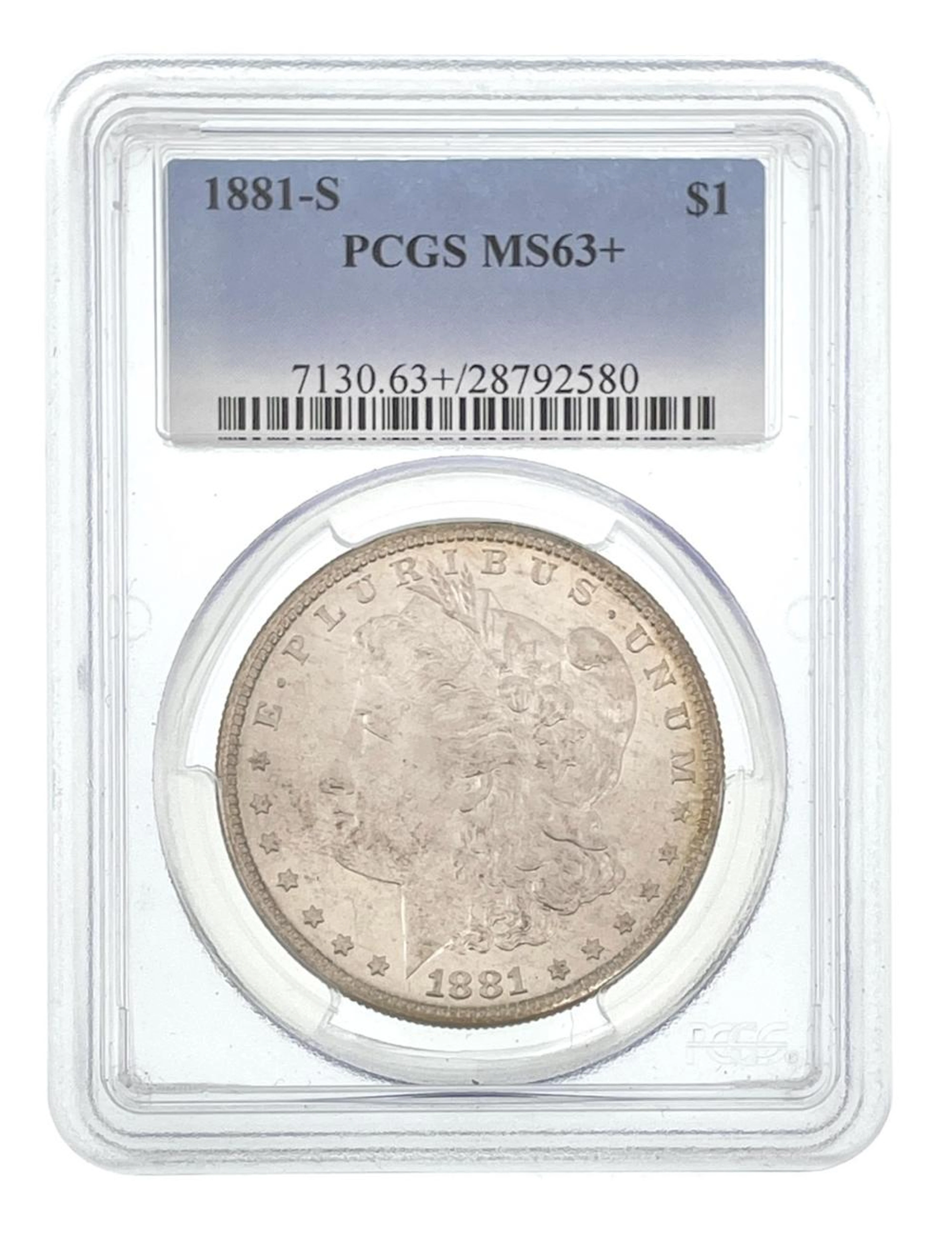 1881-S MORGAN SILVER DOLLAR PCGS MS63+