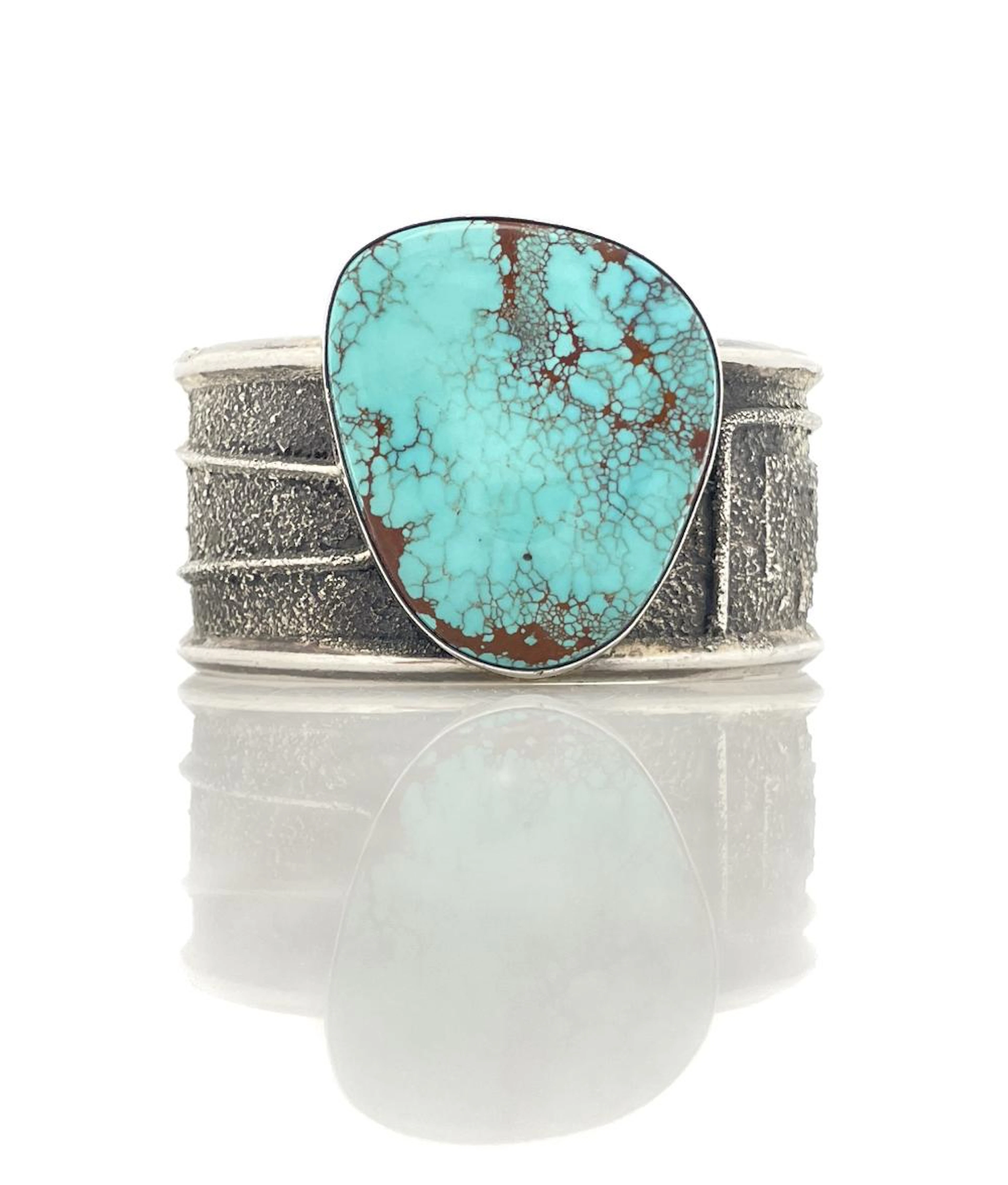 G GOMEZ NAVAJO STERLING SILVER TURQUOISE TUFA CAST CUFF