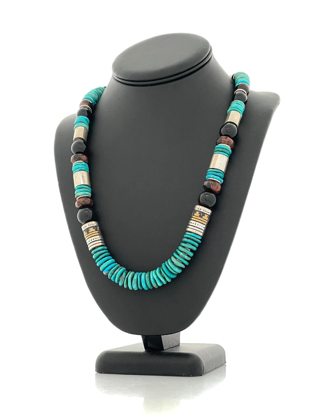 TOM & ROSE SINGER NAVAJO STERLING SILVER MULTI STONE NECKLACE