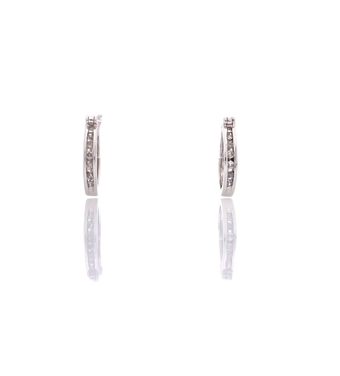 14K WHITE GOLD .18CTTW DIAMOND HOOP EARRINGS
