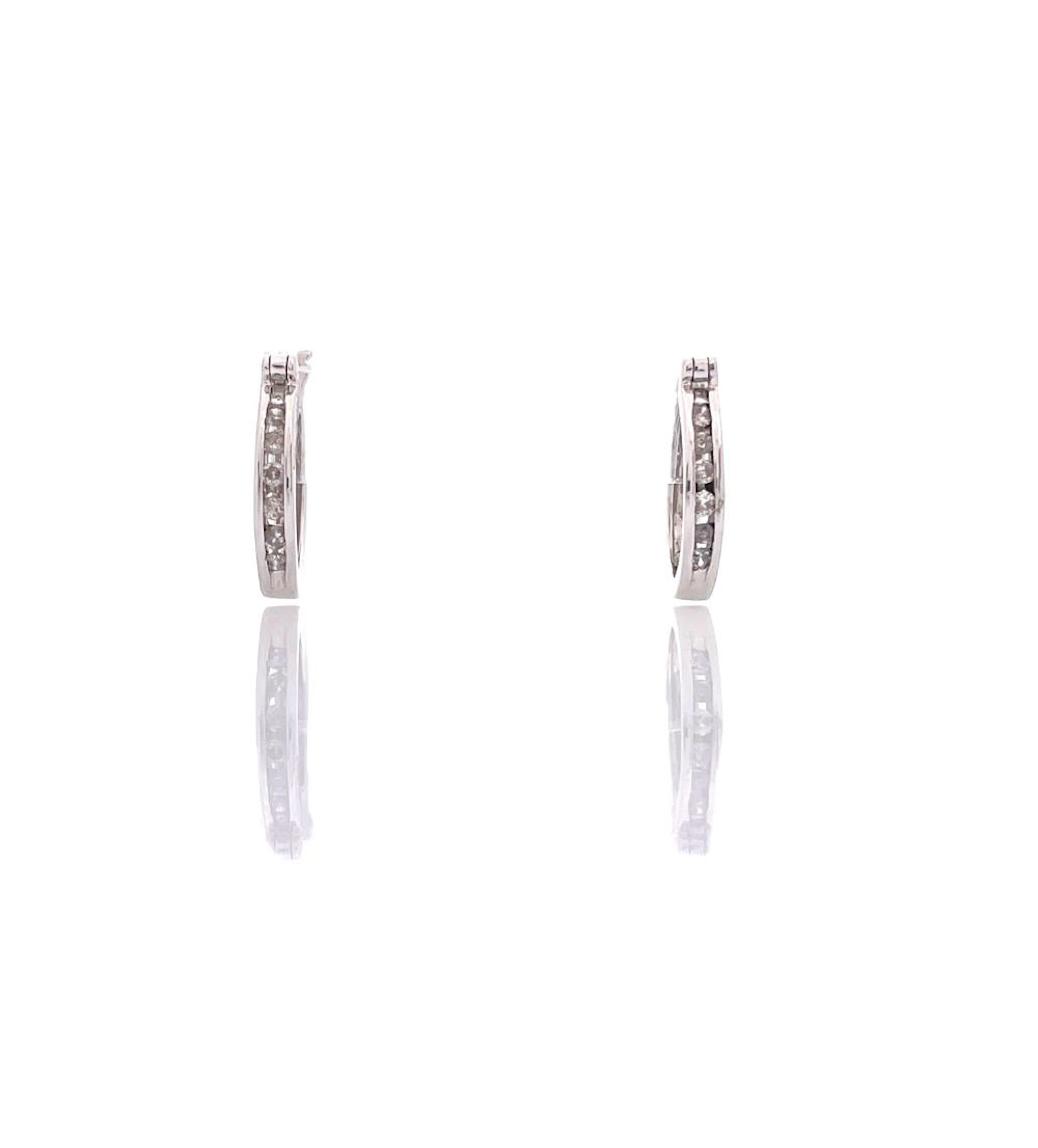 14K WHITE GOLD .18CTTW DIAMOND HOOP EARRINGS