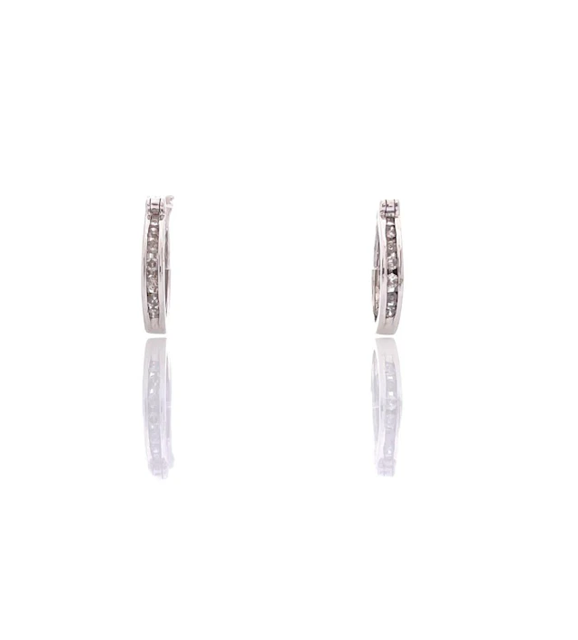 14K WHITE GOLD .18CTTW DIAMOND HOOP EARRINGS