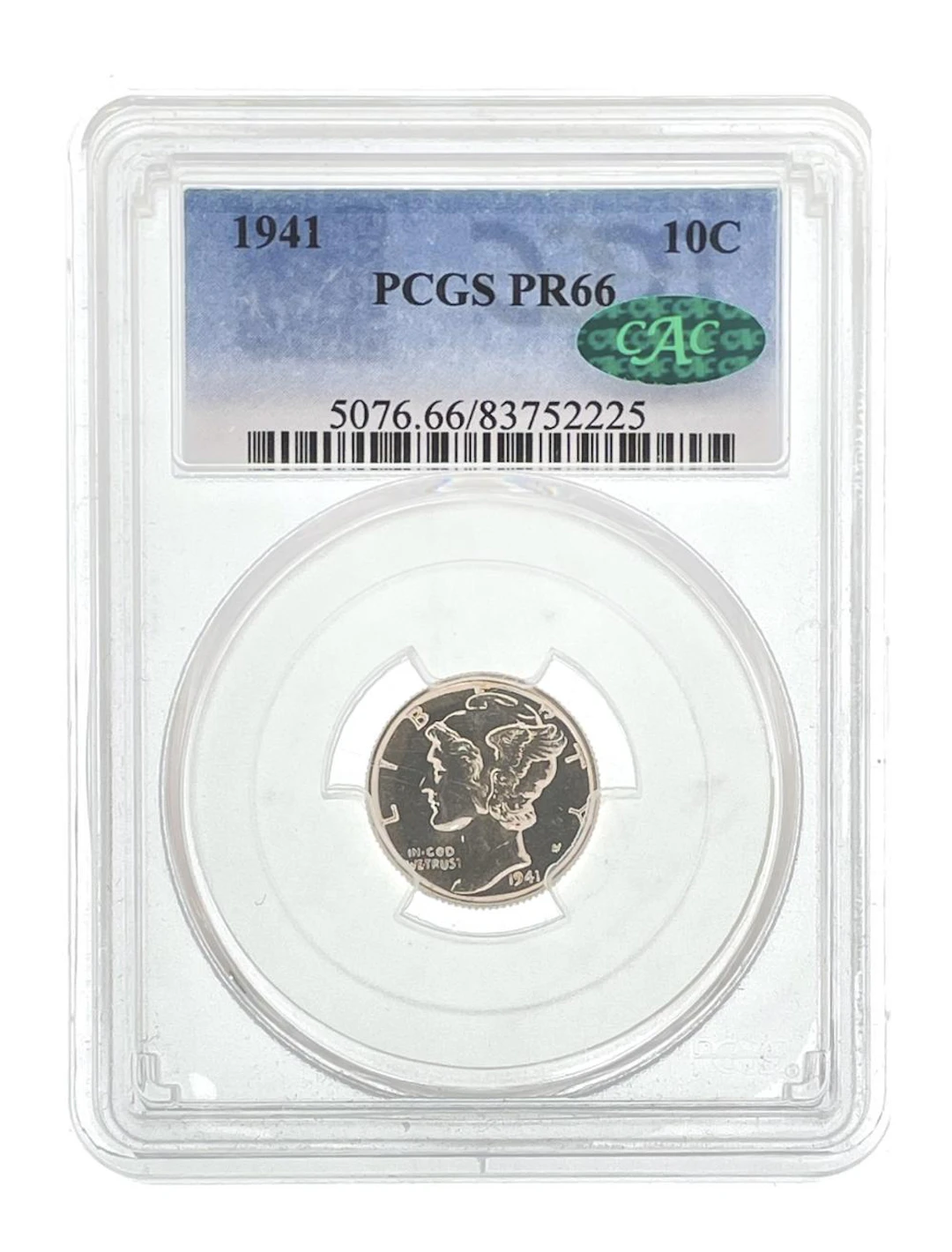 1941 MERCURY LIBERTY SILVER DIME PCGS PR66 CAC