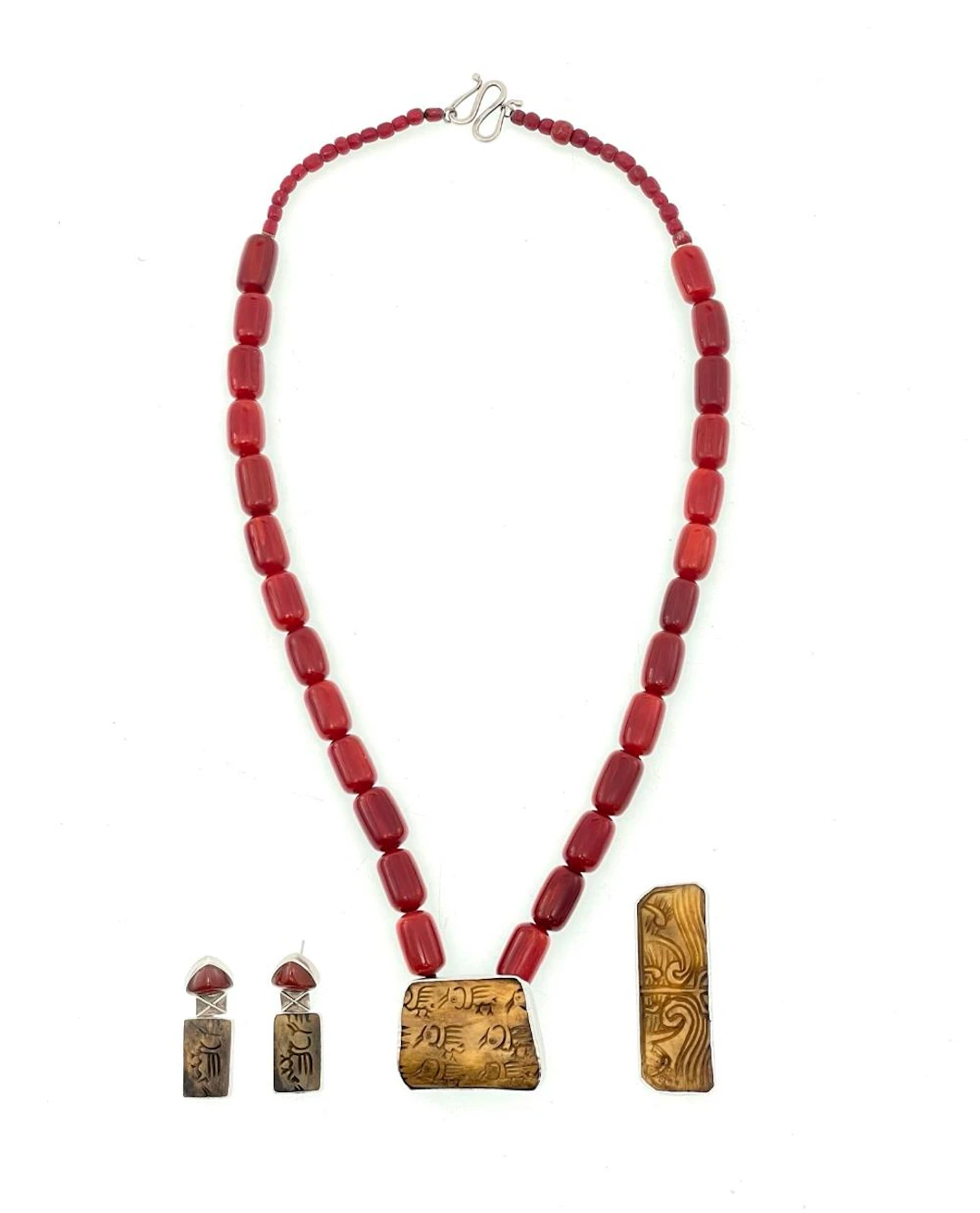4PC JANICE LEE RIPLEY STERLING SILVER CARNELIAN & JASPER JEWELRY SET