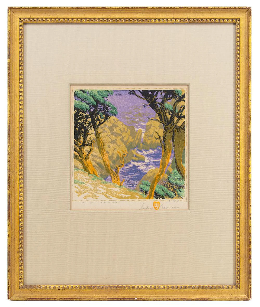 GUSTAVE BAUMANN "POINT LOBOS" ORIGINAL COLOR WOODCUT