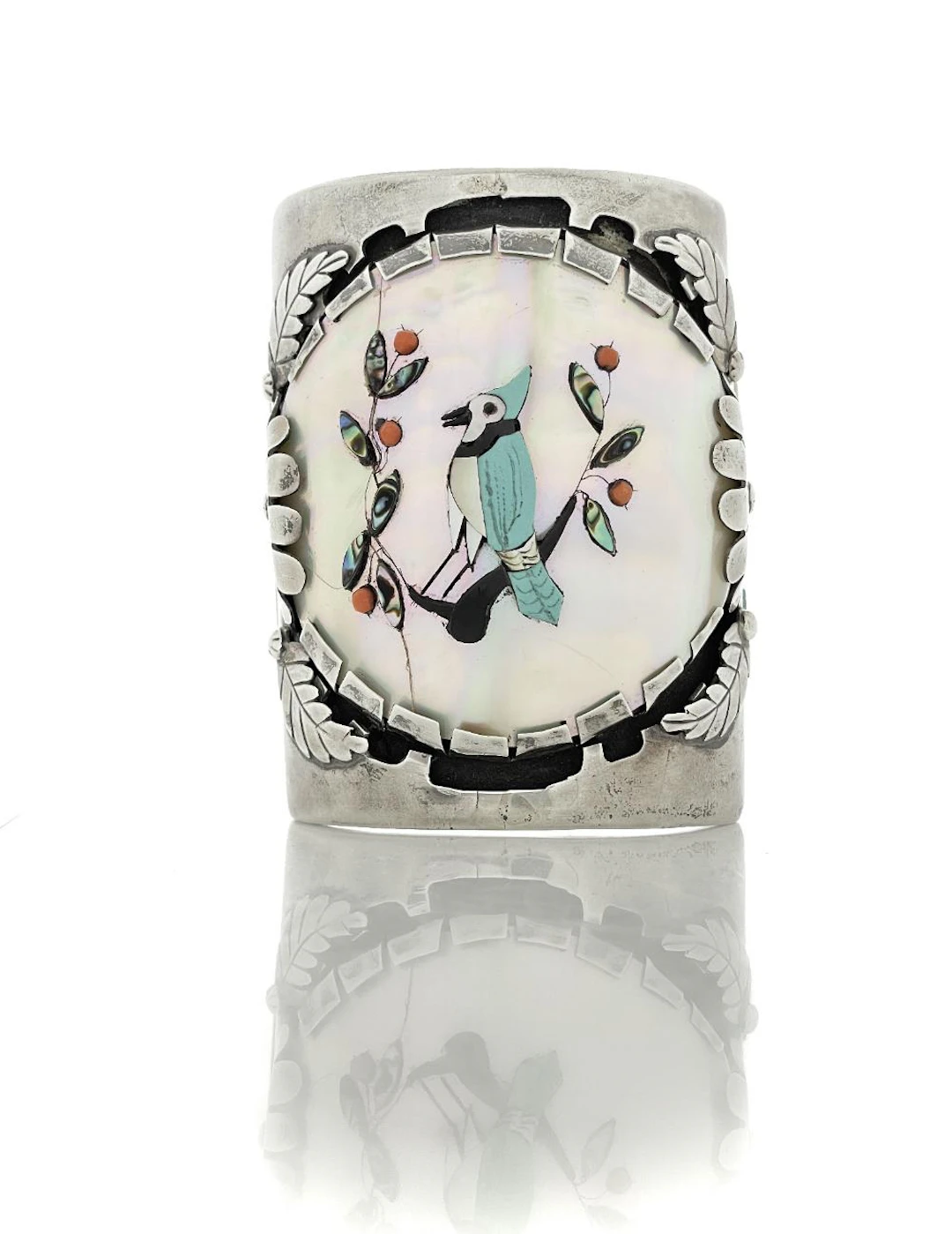 WOW! LARGE J QUAM ZUNI STERLING SILVER MULTI STONE INLAY CUFF