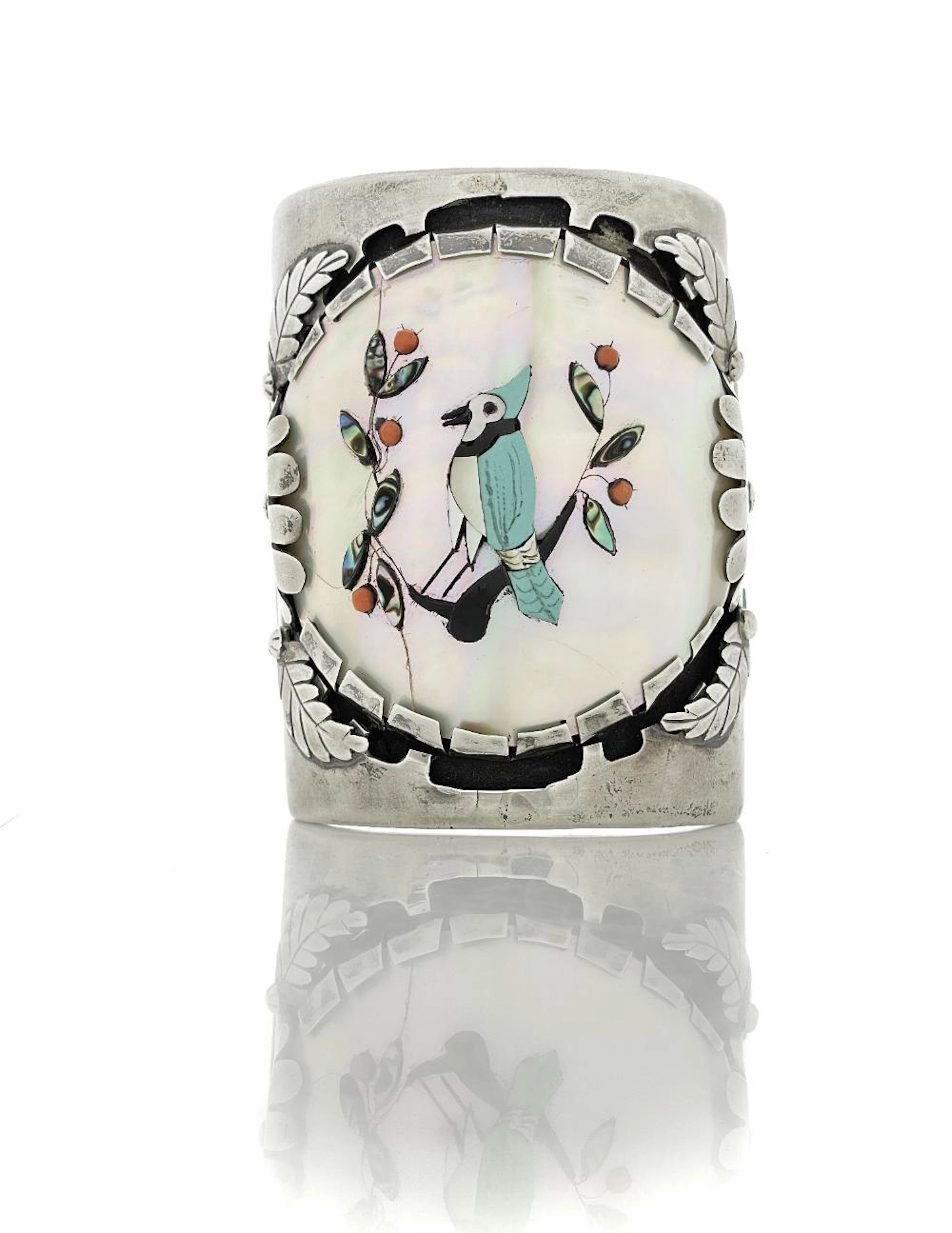 WOW! LARGE J QUAM ZUNI STERLING SILVER MULTI STONE INLAY CUFF