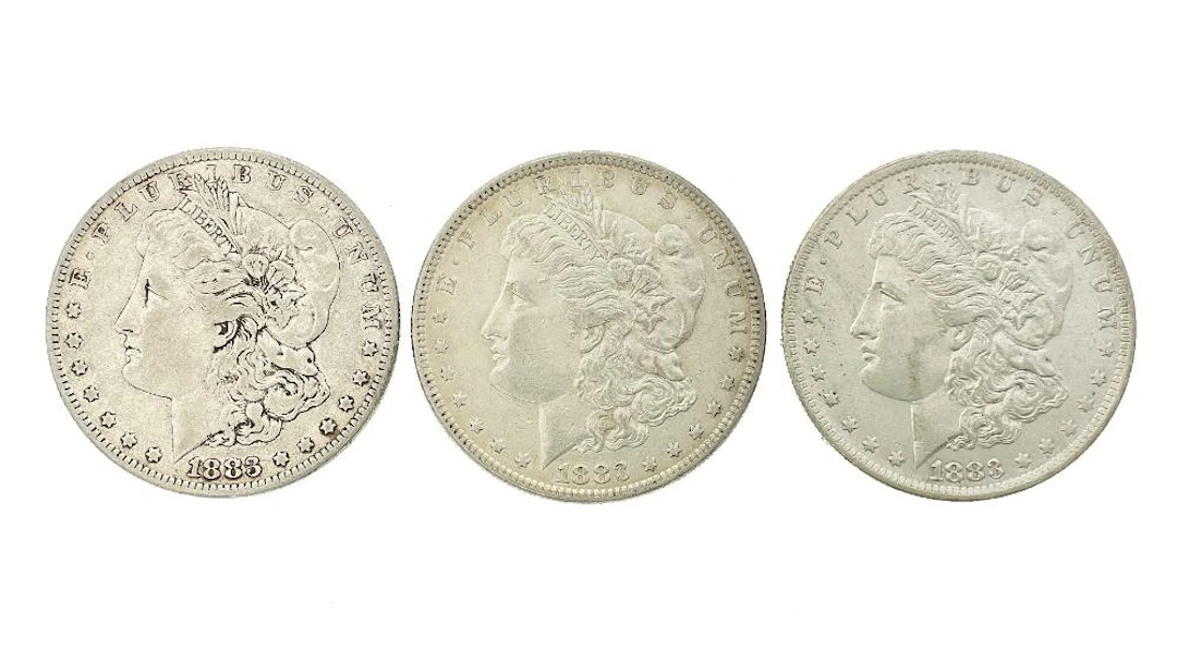 LOT OF 3 1883-P-O-S MORGAN SILVER DOLLARS