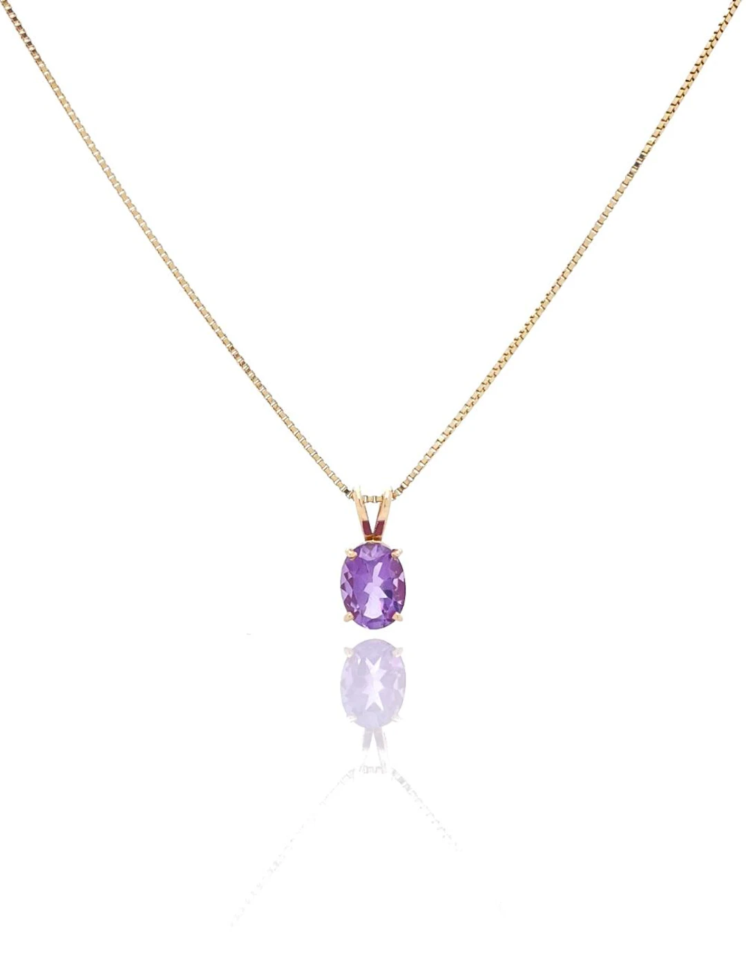 14K YELLOW GOLD AMETHYST PENDANT NECKLACE