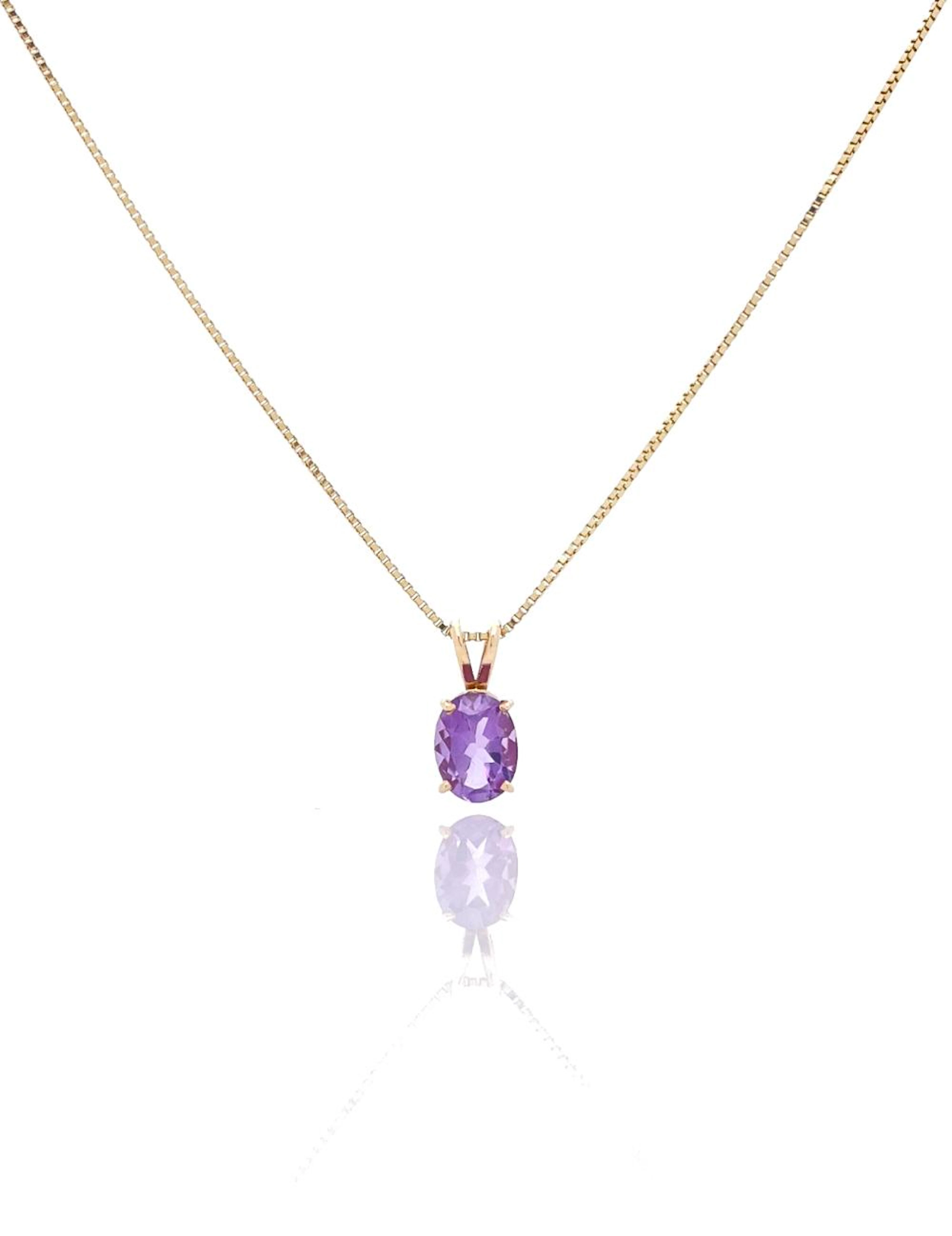 14K YELLOW GOLD AMETHYST PENDANT NECKLACE
