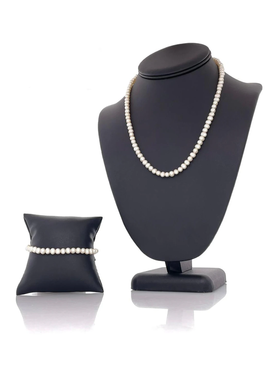 2PC 14K YELLOW GOLD PEARL NECKLACE & BRACELET SET