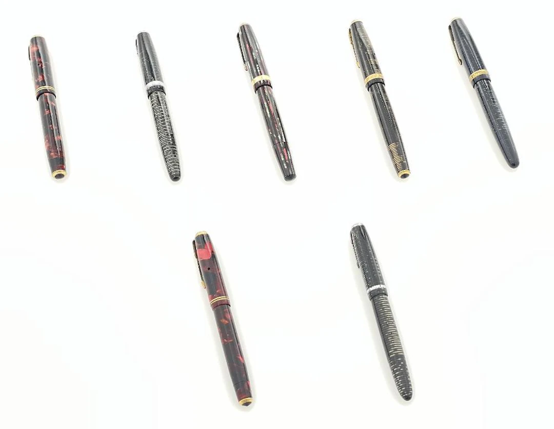 LOT OF 6 ASSORTED PARKER VACUMATIC FOUNTAIN PENS