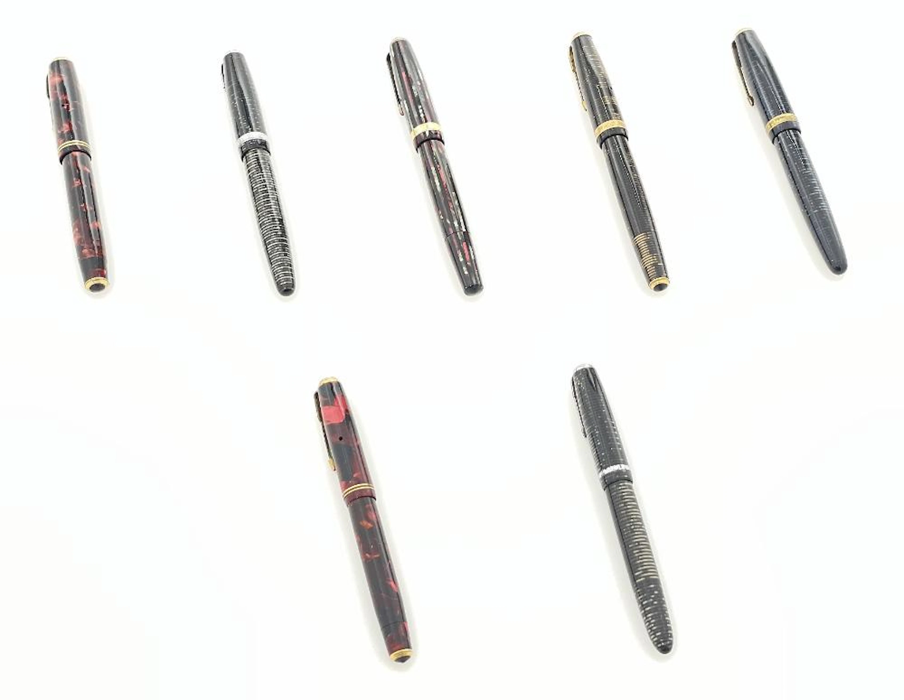 LOT OF 6 ASSORTED PARKER VACUMATIC FOUNTAIN PENS