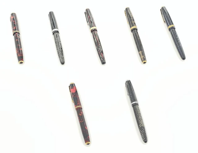 LOT OF 6 ASSORTED PARKER VACUMATIC FOUNTAIN PENS