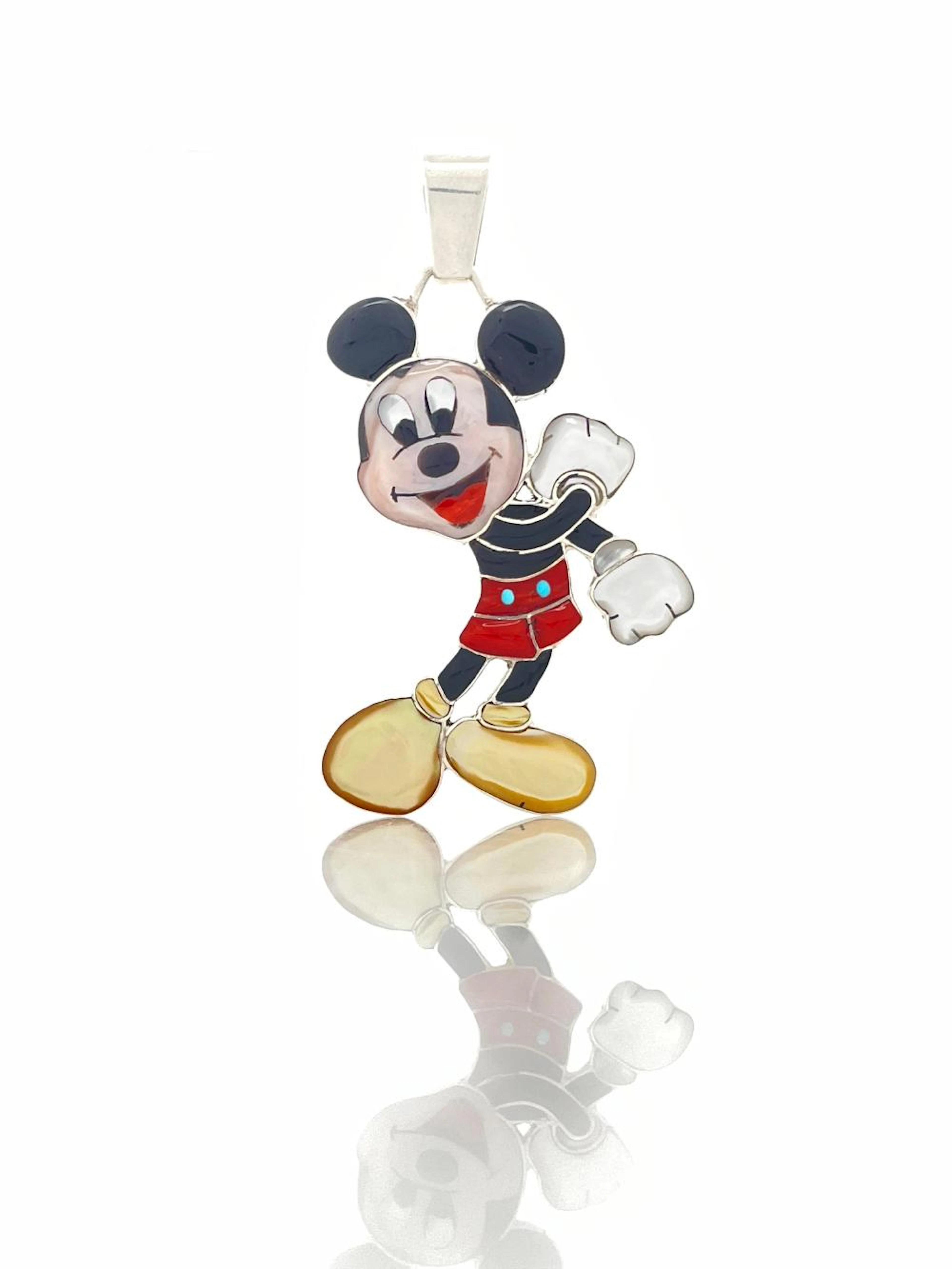 DON DEWA ZUNI STERLING SILVER INLAY MICKEY MOUSE PENDANT