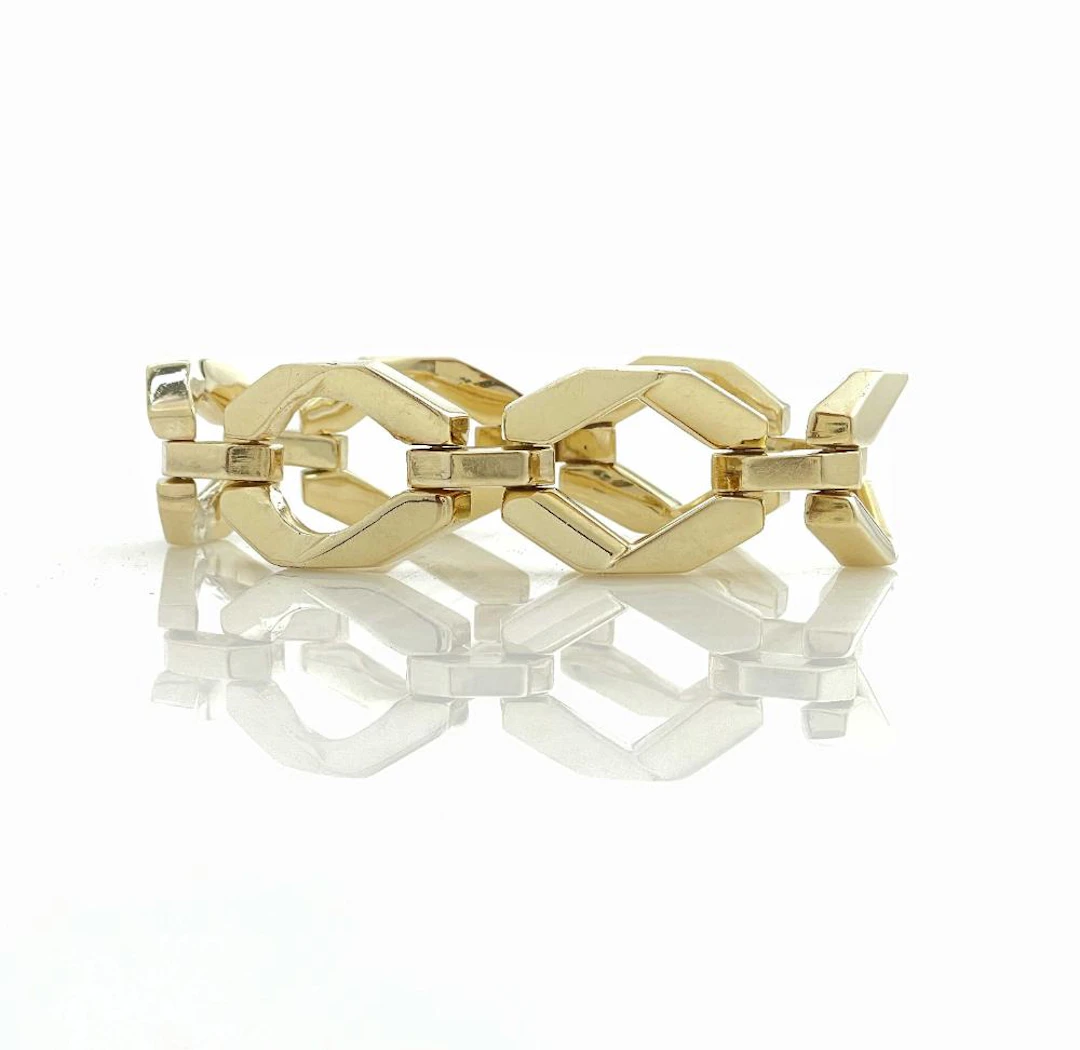 14K YELLOW GOLD GEOMETRIC LINK BRACELET