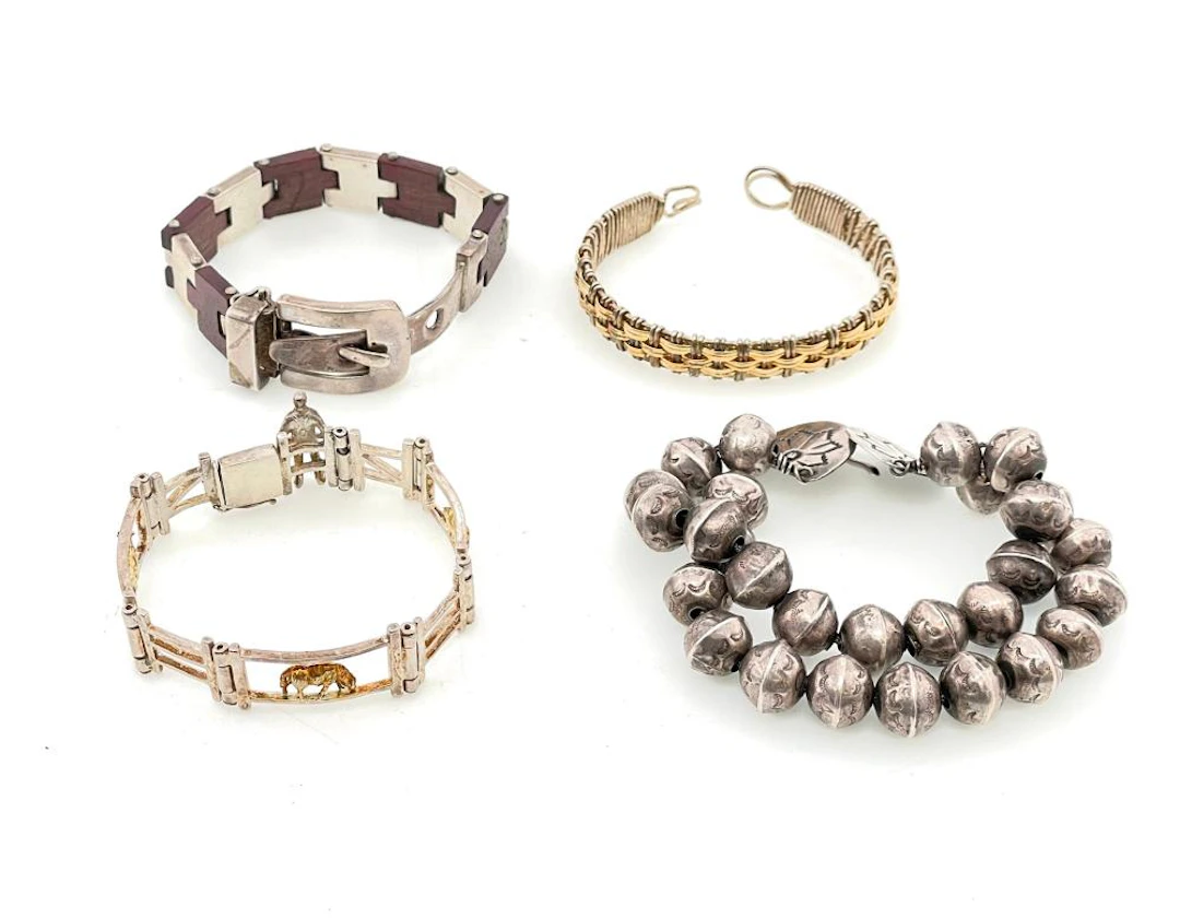 LOT OF 4 ASSORTED STERLING SILVER BRACELETS