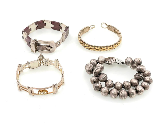 LOT OF 4 ASSORTED STERLING SILVER BRACELETS