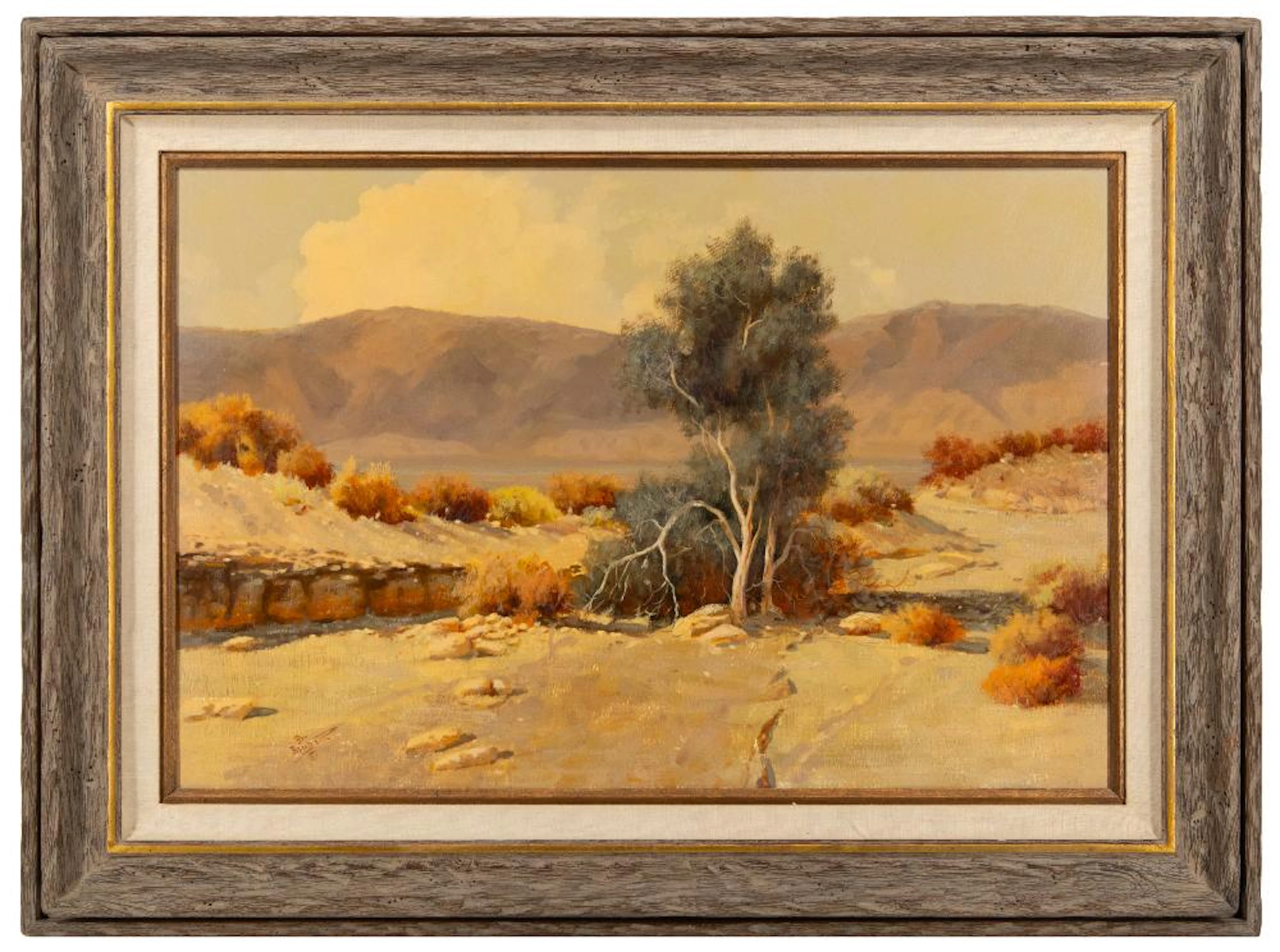 BILL BENDER "DESERT GARDEN" OIL ON BOARD