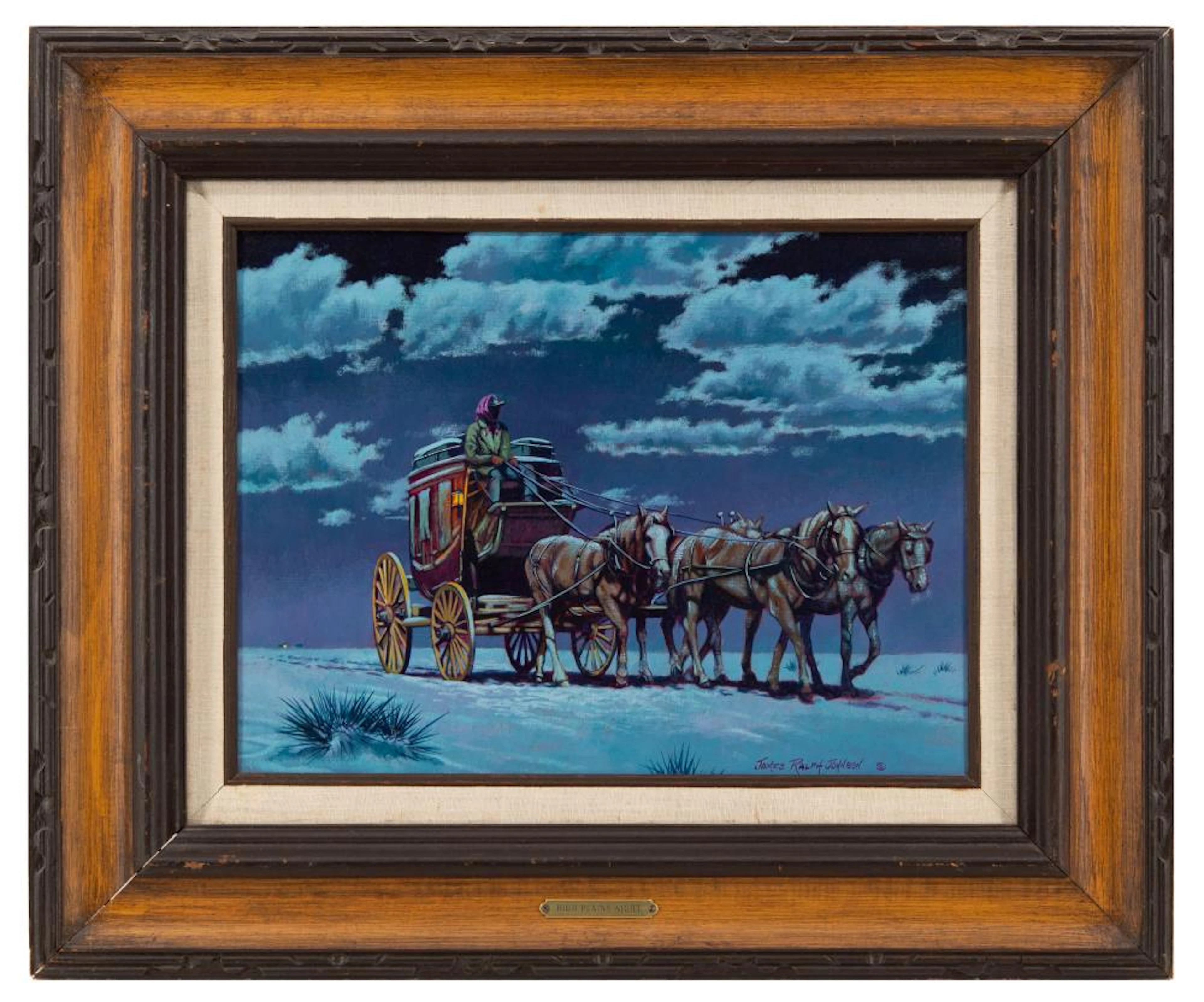 JAMES RALPH JOHNSON "HIGH PLAINS NIGHT" OIL ON BOARD