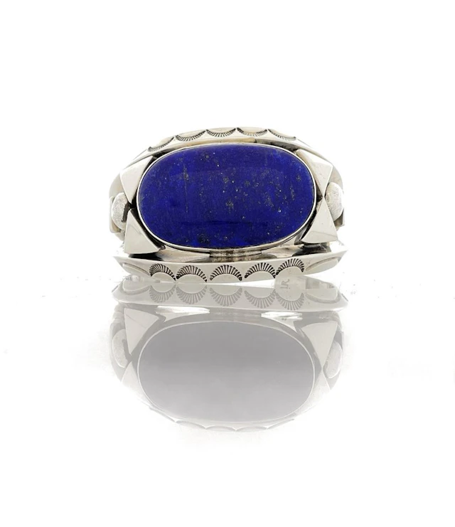 ALFRED LEE NAVAJO STERLING SILVER LAPIS CUFF