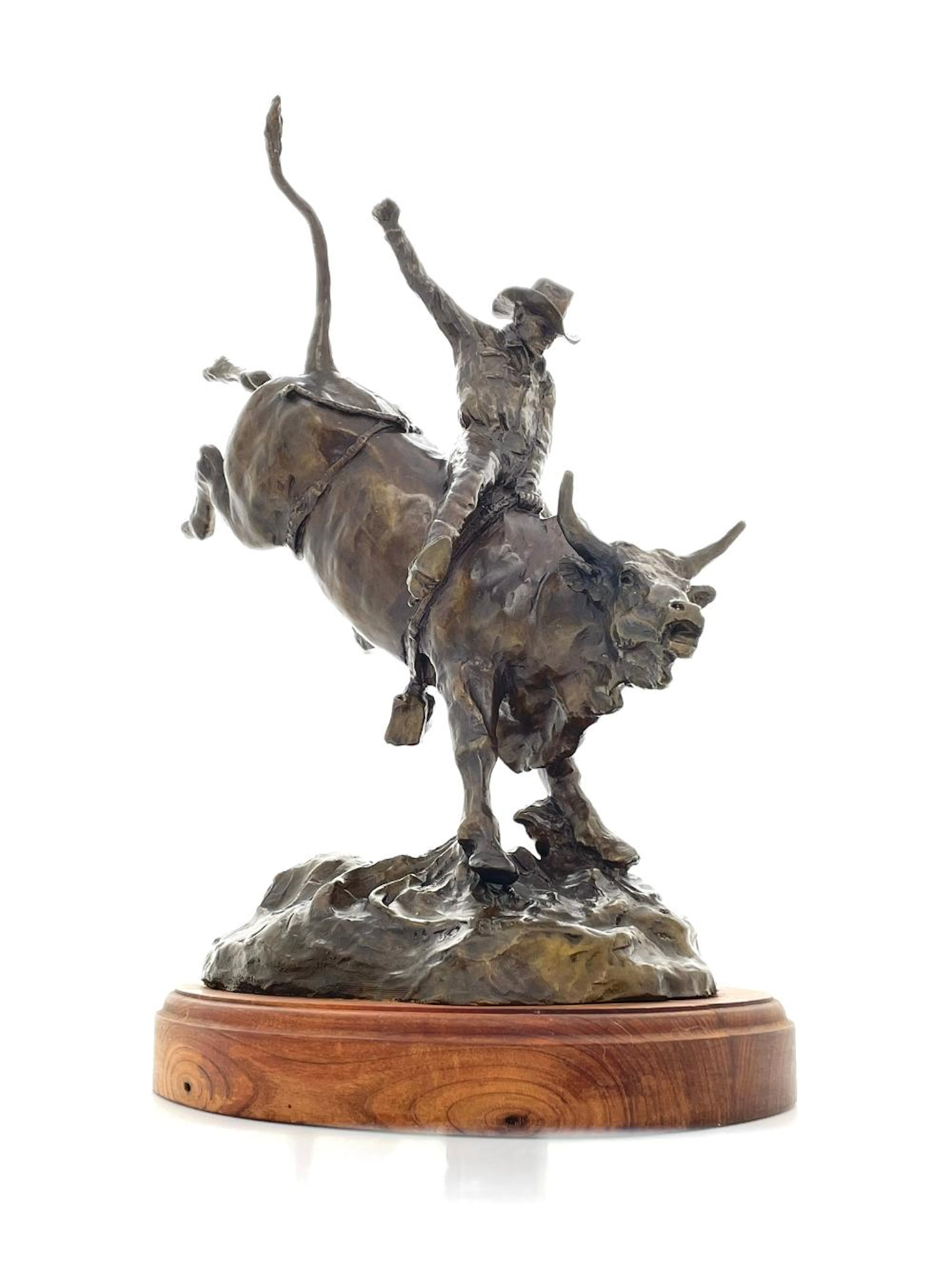 BOB SCRIVER "TO RIDE A BULL" BRONZE SCULPTURE