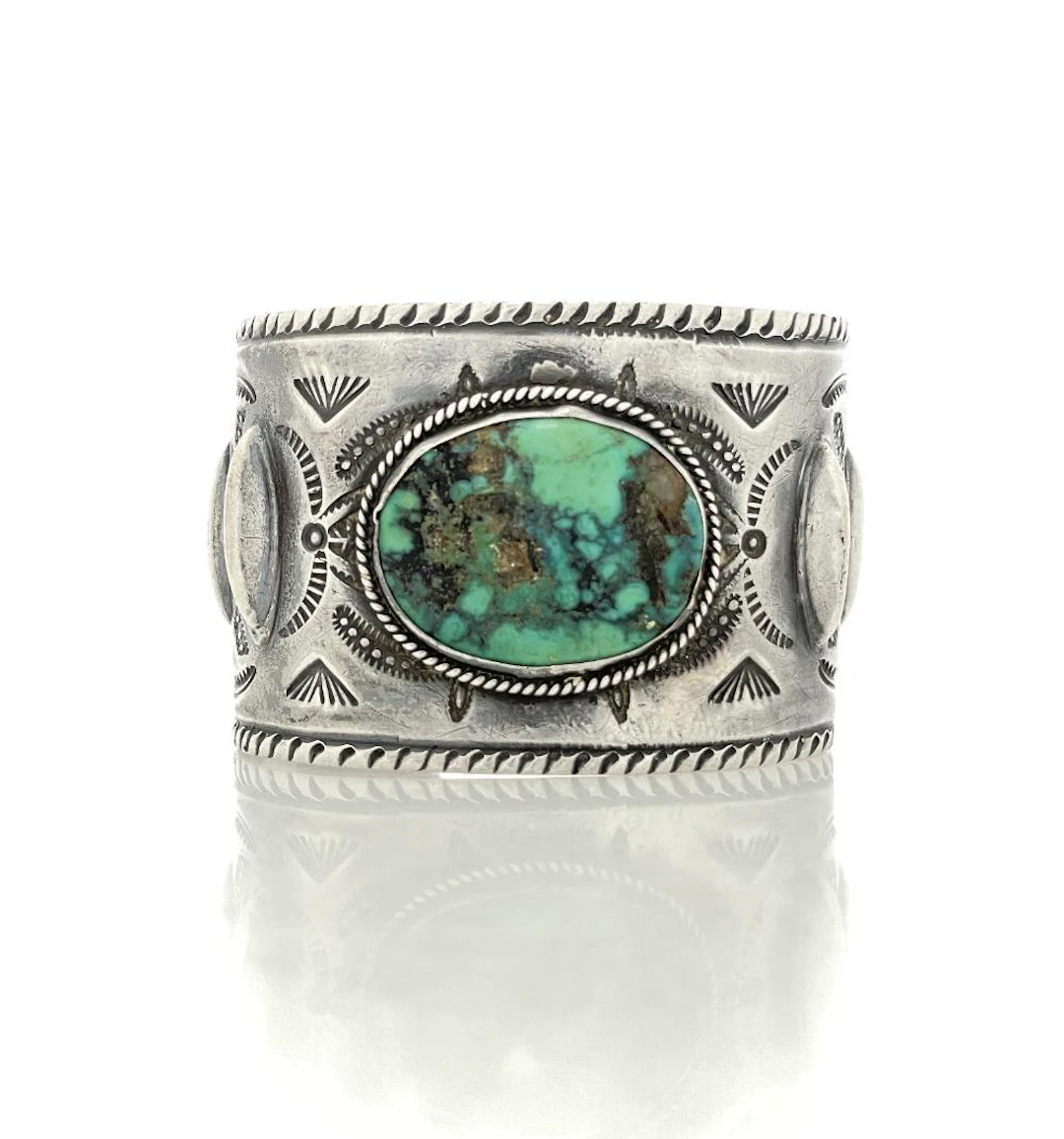 NATIVE AMERICAN STERLING SILVER TURQUOISE CUFF