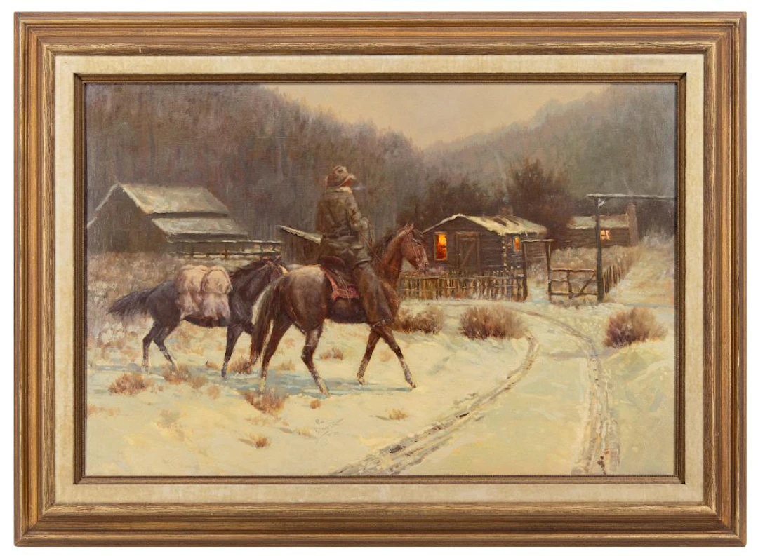 BILL BENDER "STRANGER IN THE NIGHT" OIL ON BOARD