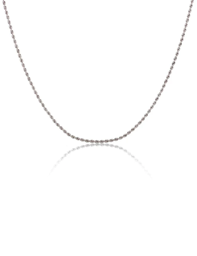 18K ITALIAN WHITE GOLD ROPE NECKLACE