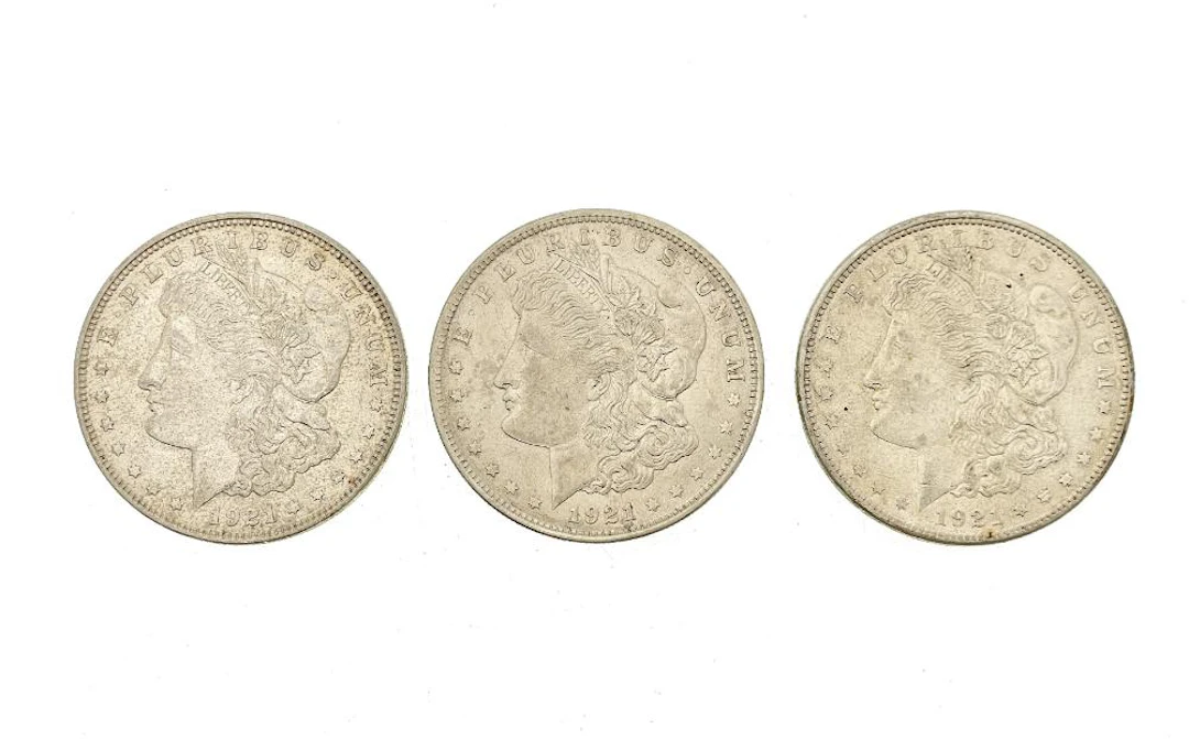 LOT OF 3 1921-P-D-S MORGAN SILVER DOLLARS