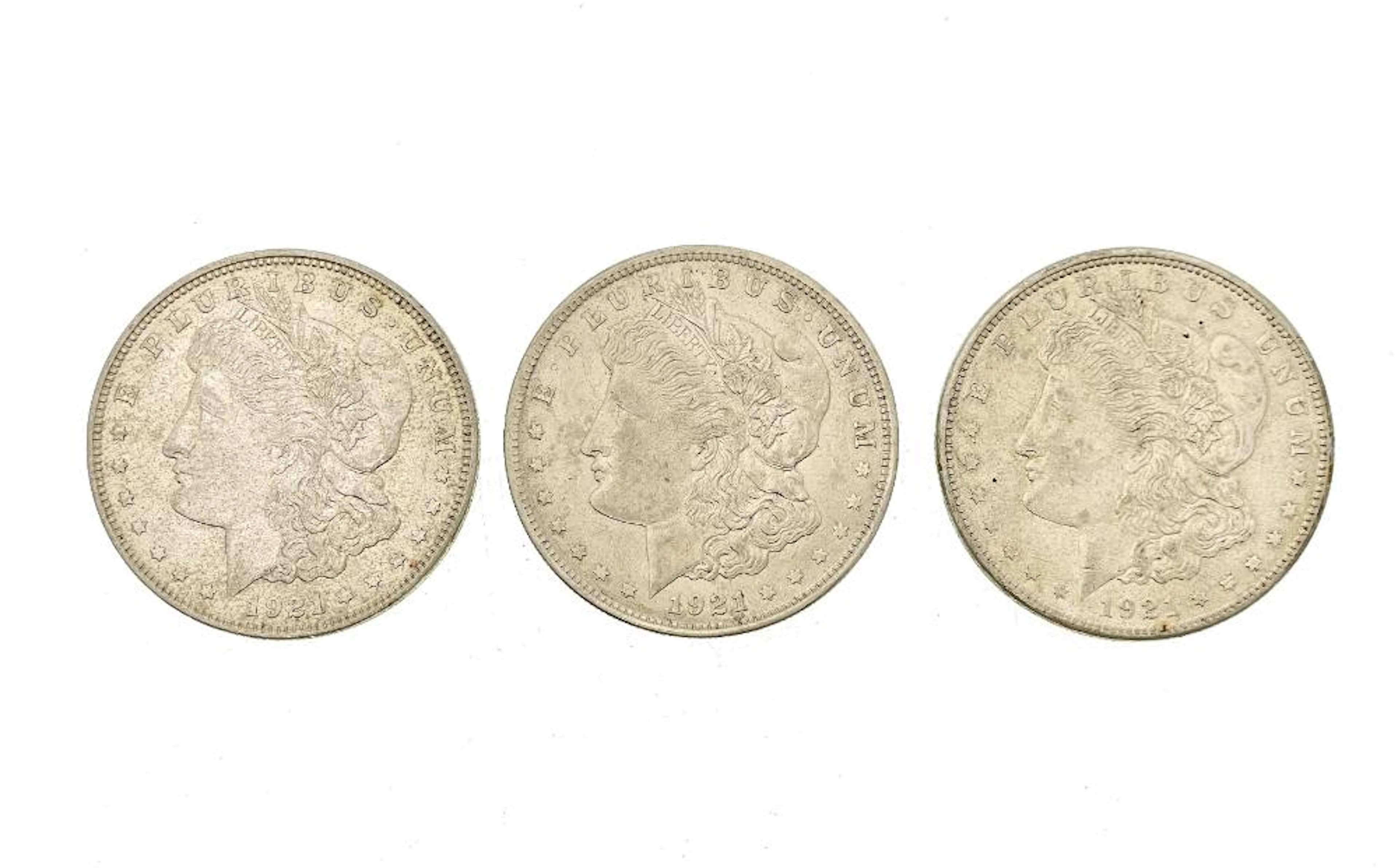 LOT OF 3 1921-P-D-S MORGAN SILVER DOLLARS