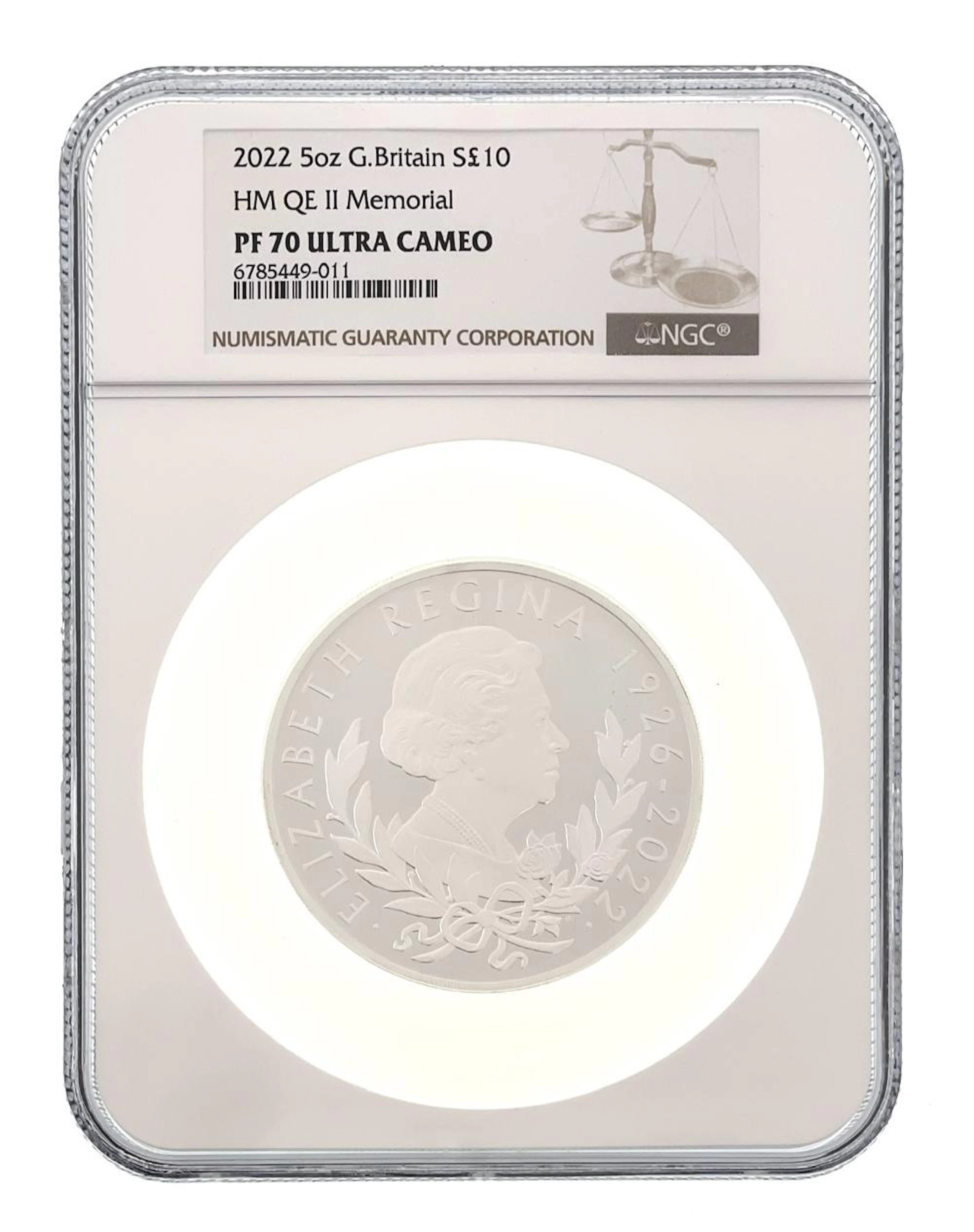 2022 GREAT BRITAIN 5 OZ SILVER QUEEN ELIZABETH MEMORIAL 10 POUND COIN