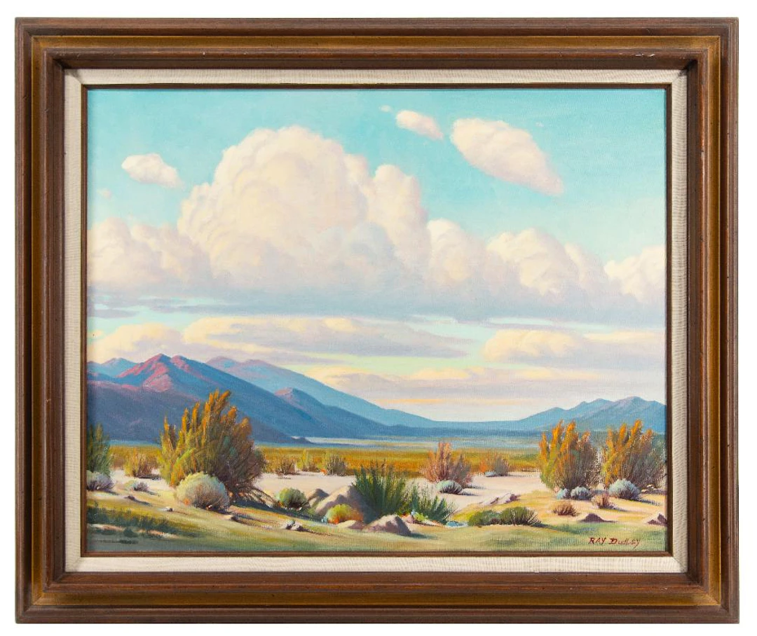 RAY DUDLEY DESERT LANDSCAPE OIL ON CANVAS
