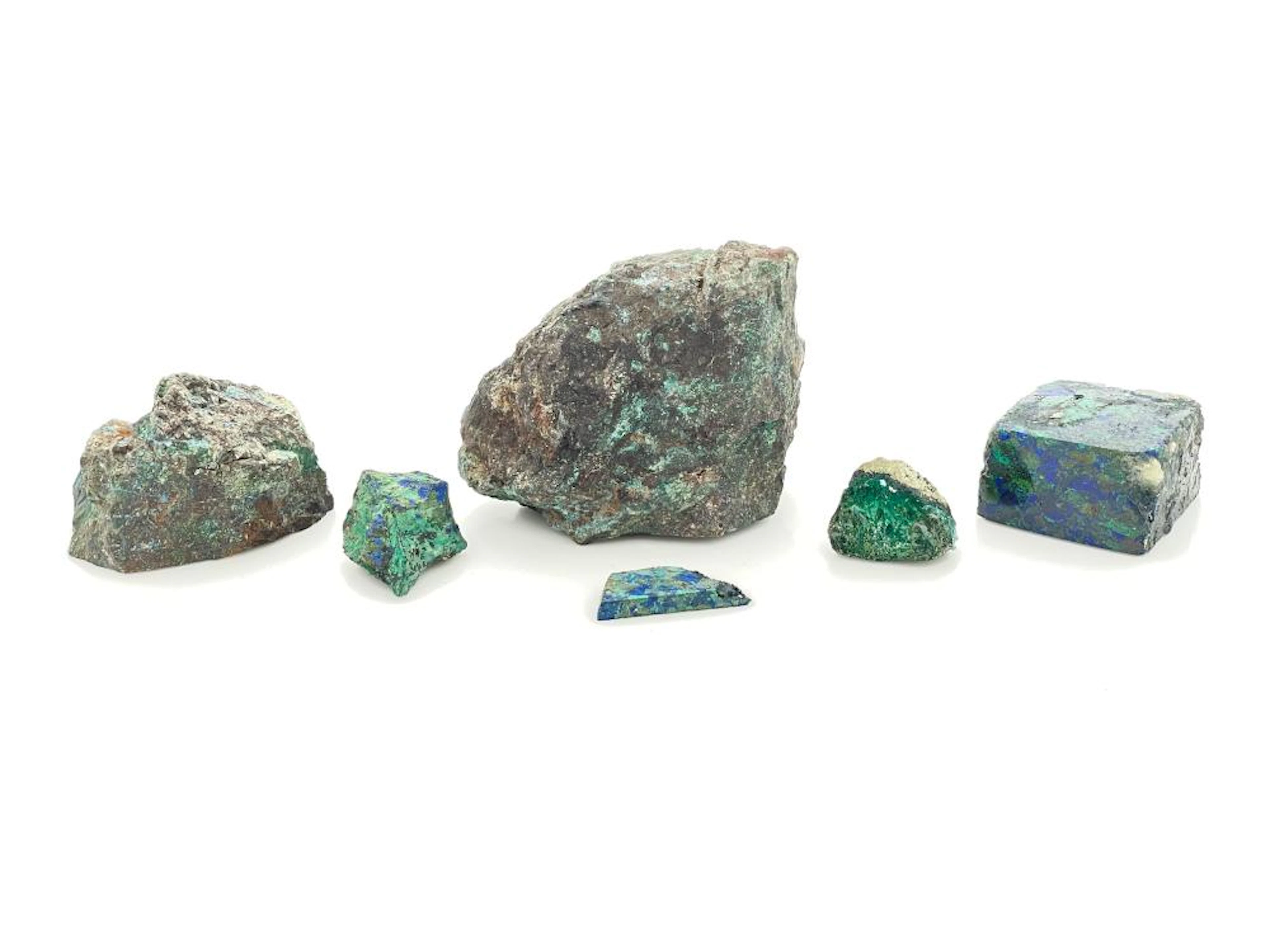 LOT OF 6 AZURE MALACHITE STONES