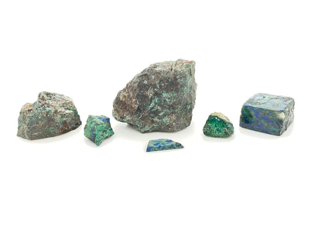 LOT OF 6 AZURE MALACHITE STONES