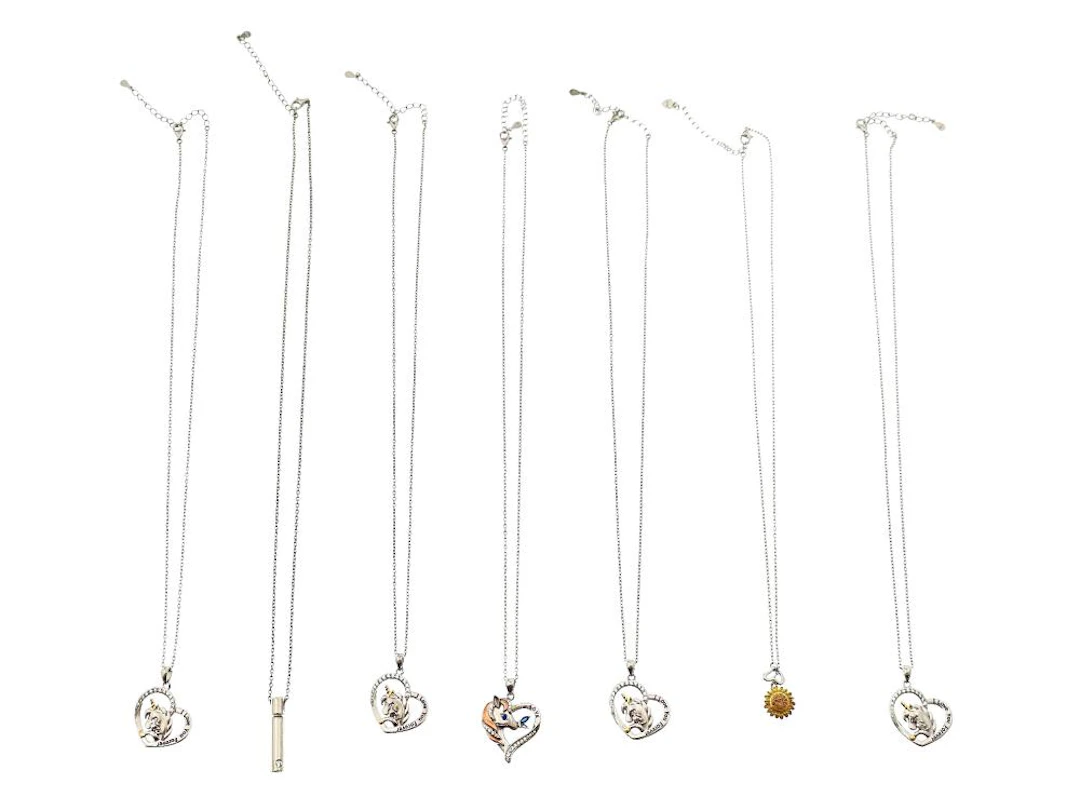 LOT OF 7 ASSORTED STERLING SILVER PENDANT NECKLACES