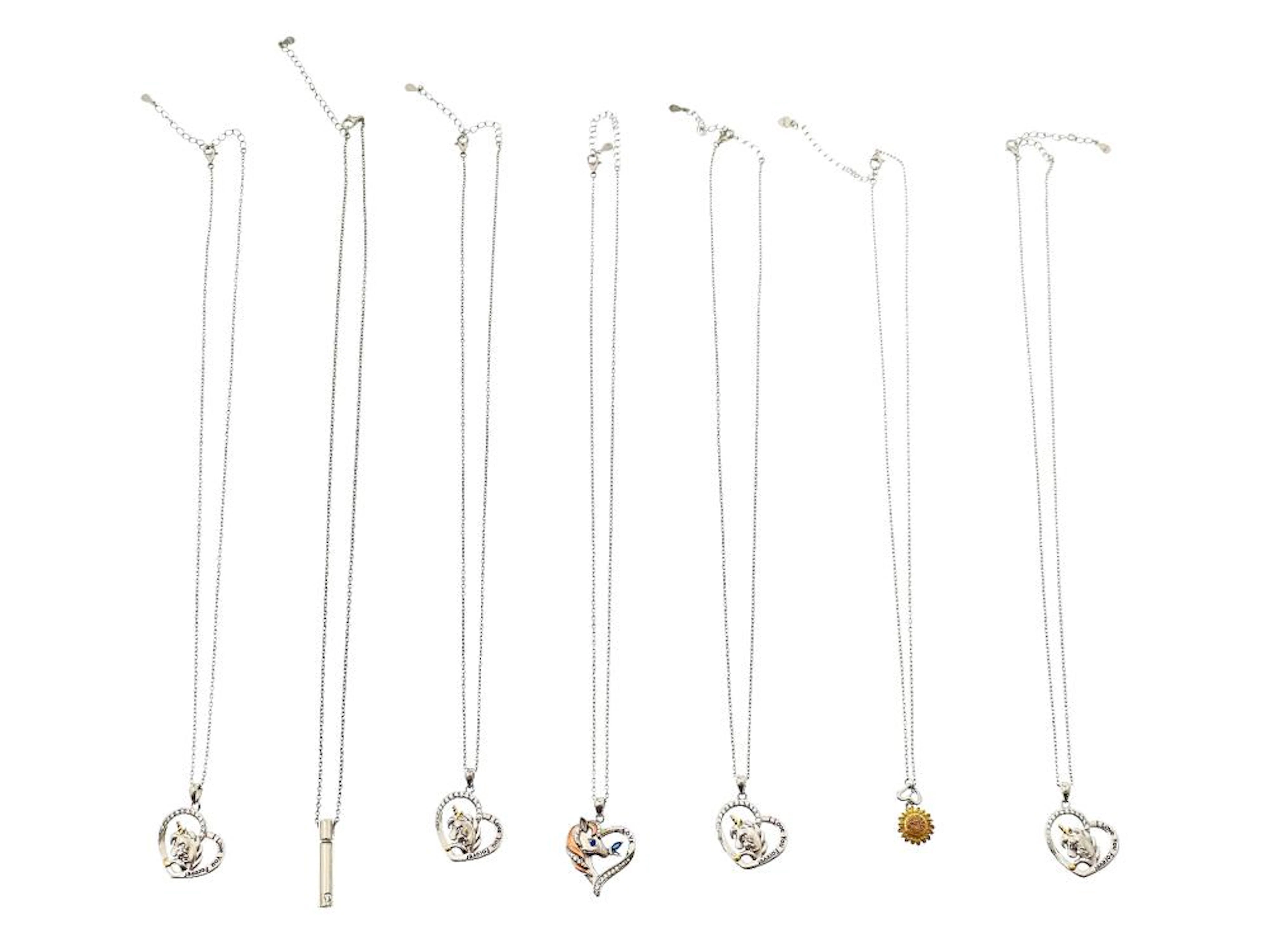 LOT OF 7 ASSORTED STERLING SILVER PENDANT NECKLACES