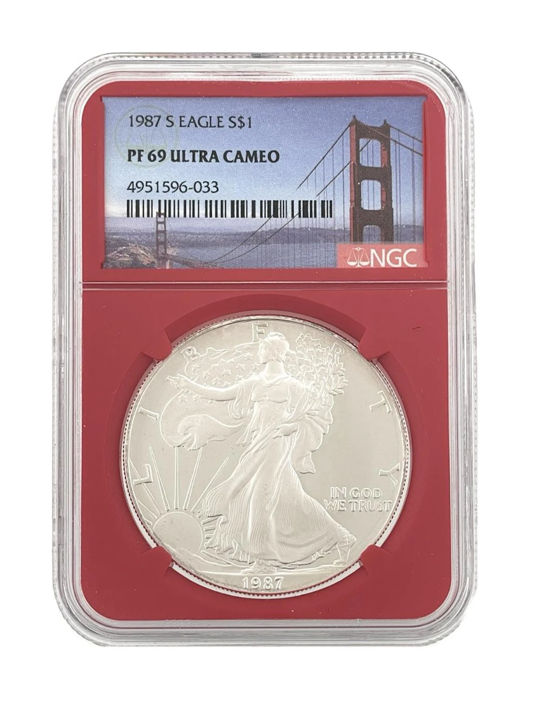 1987-S AMERICAN SILVER EAGLE NGC PF69 ULTRA CAMEO